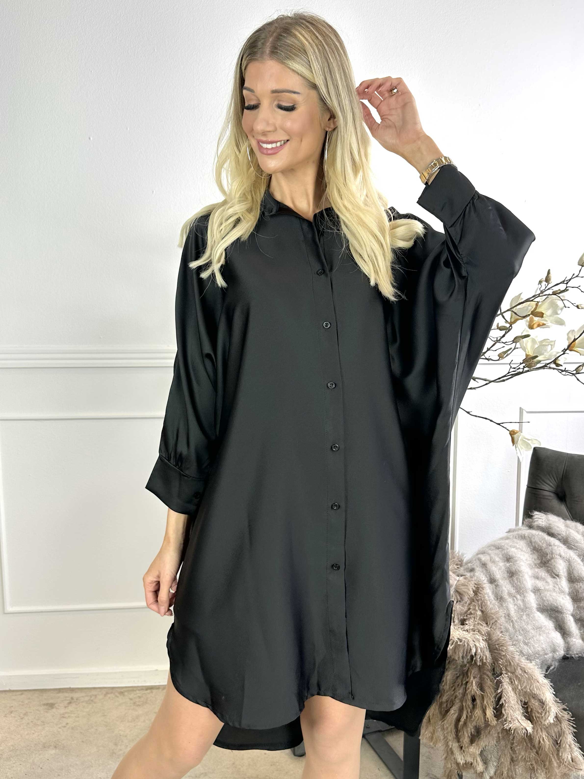 Anja - Skjorte i silkelook med flagermusærmer