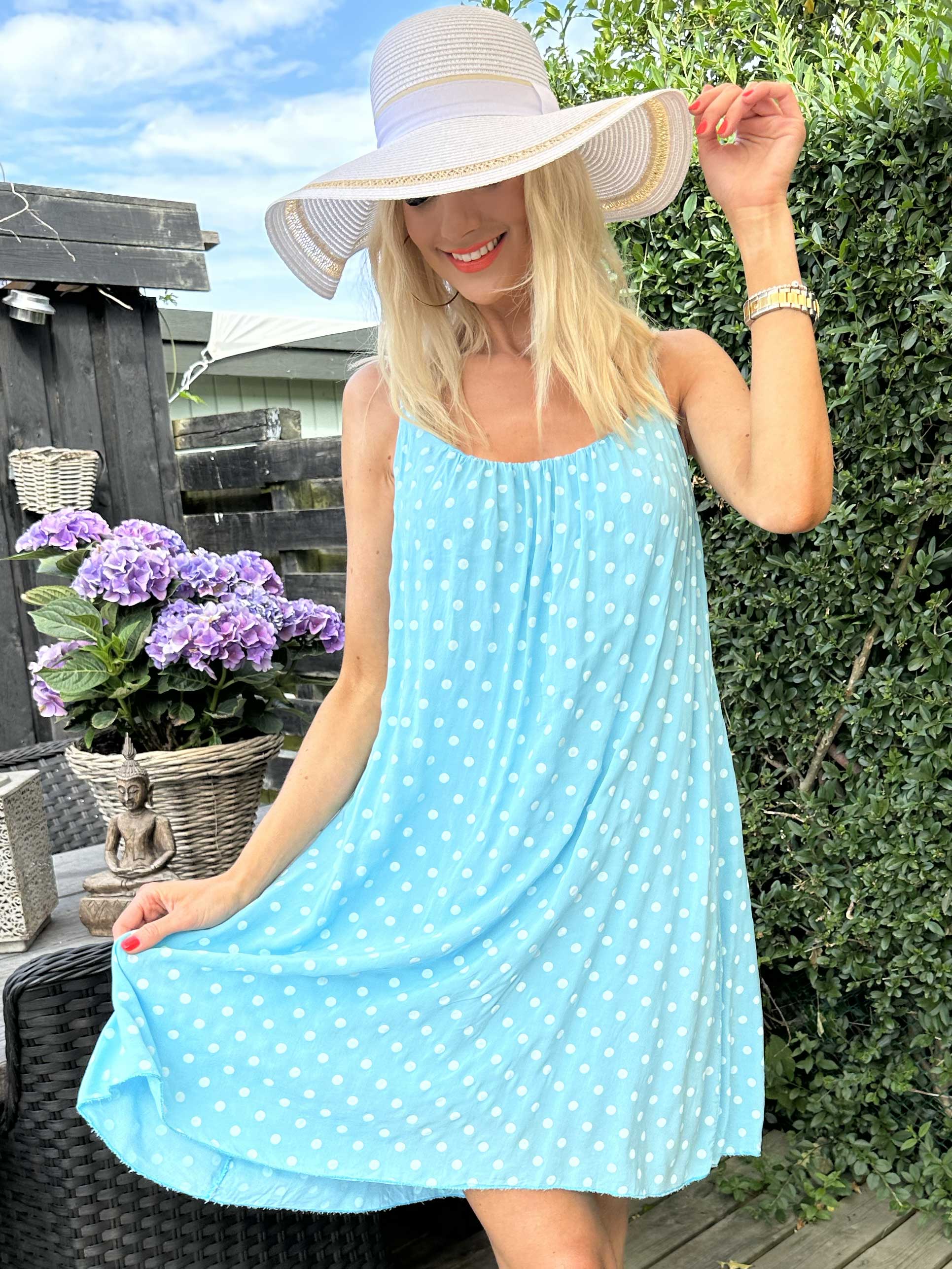 Annie Dot - Prikket kjole i viskose med flettet stropper