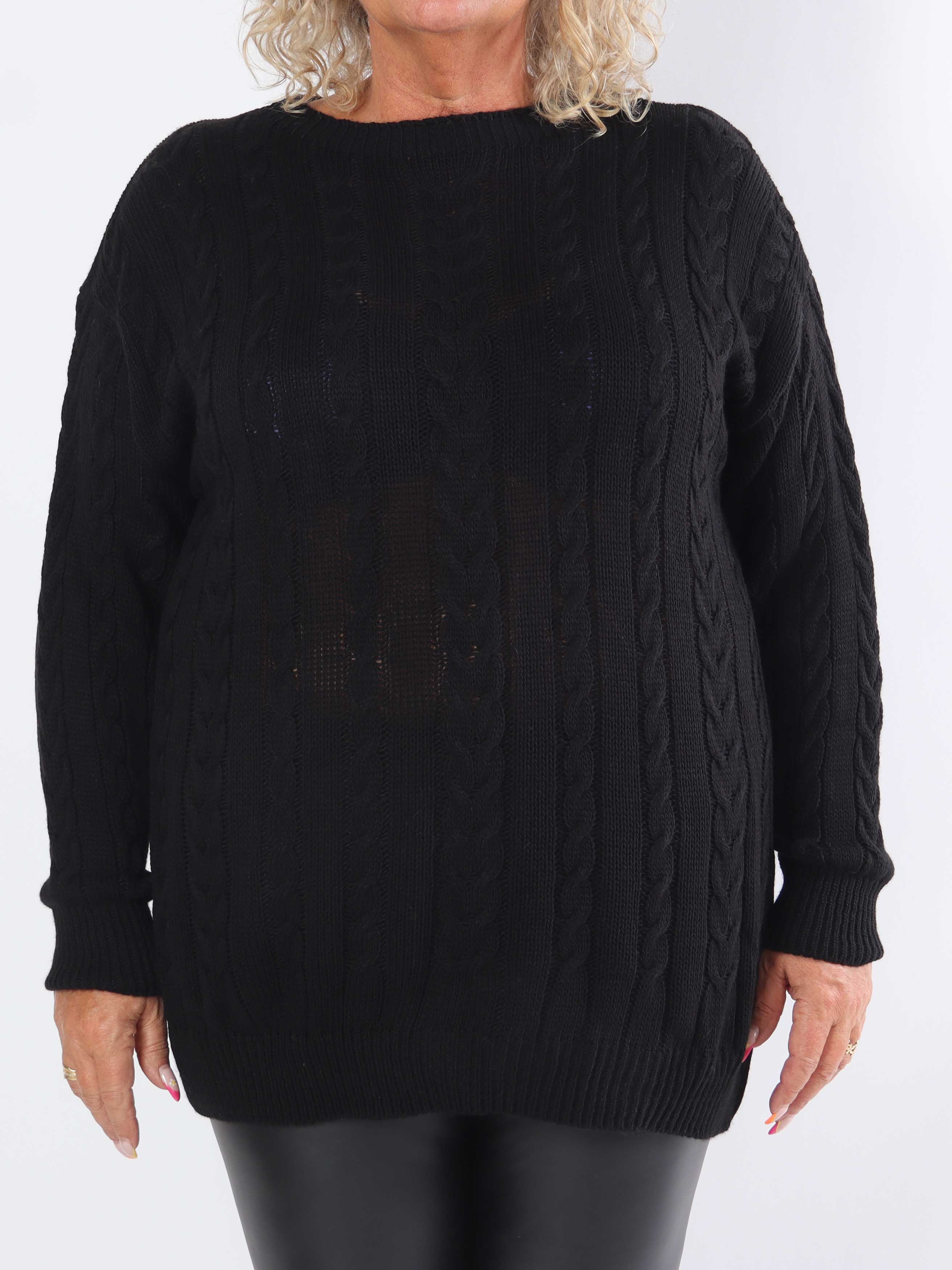 Annisa - Plus size striktrøje med kabelstrik