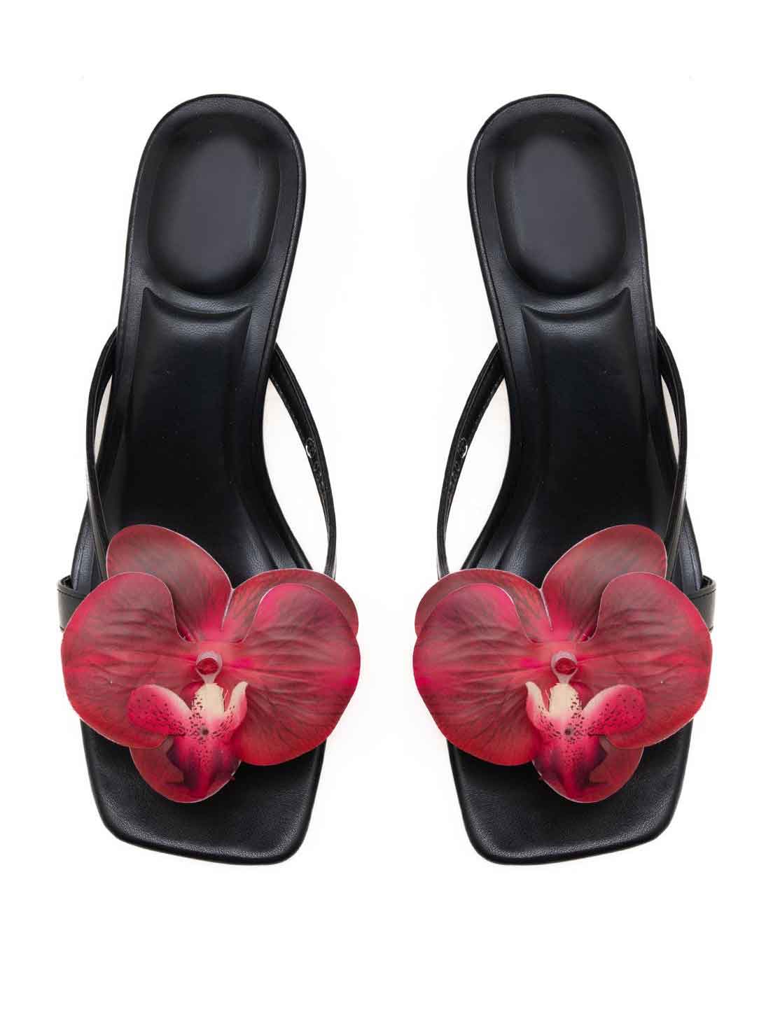 Archidea - Fin sandal med lille hæl og pyntet med en orkidé