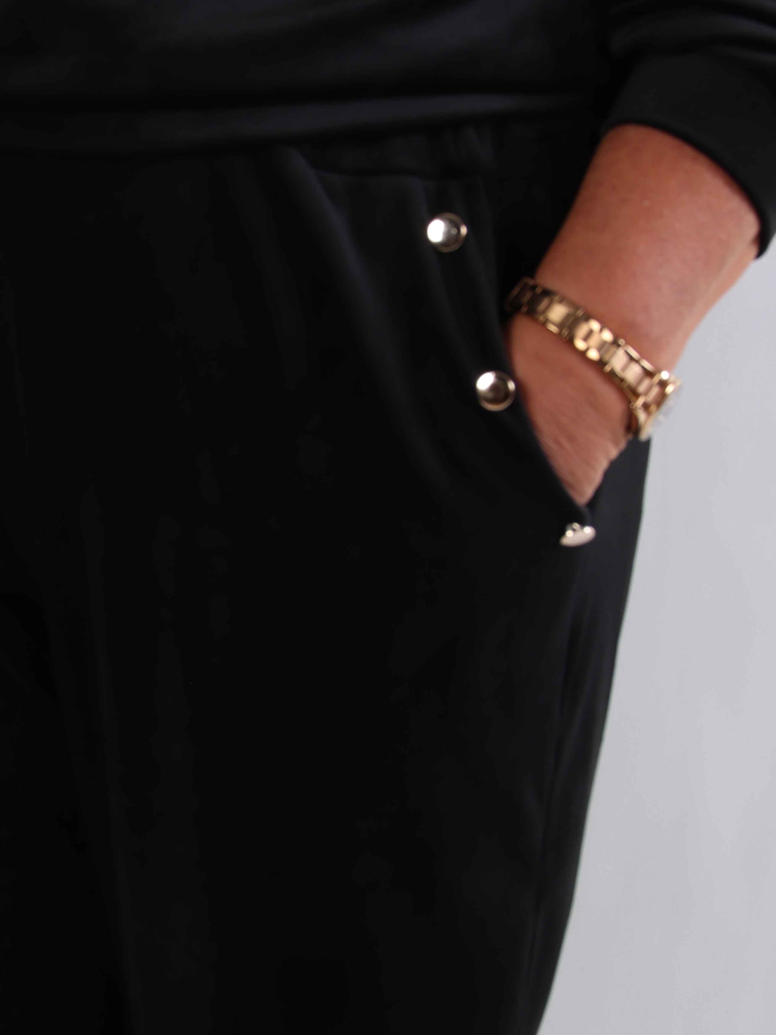 Arina - Blødt velour plus size joggingsæt med guld knapper