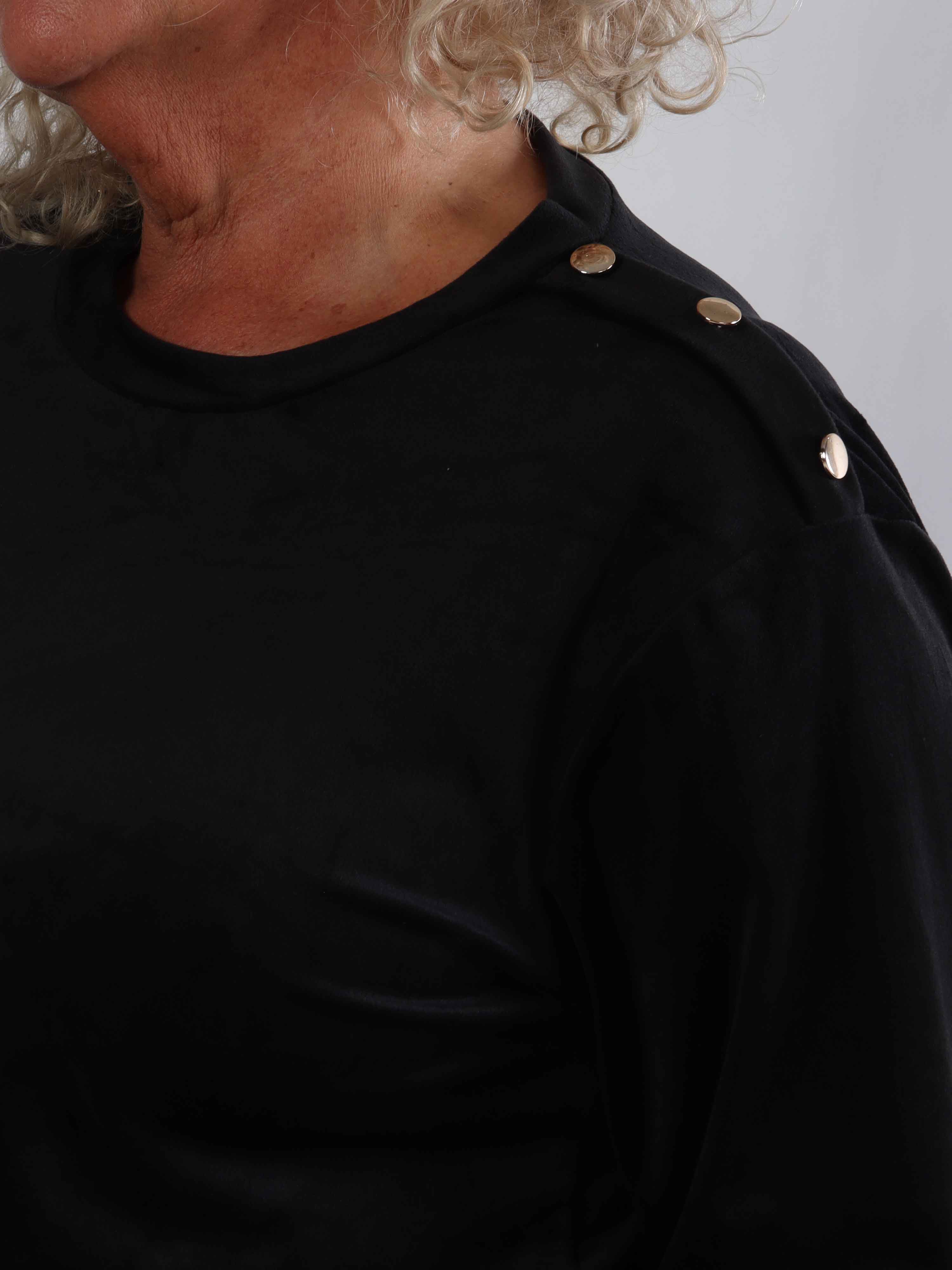 Arina - Blødt velour plus size joggingsæt med guld knapper