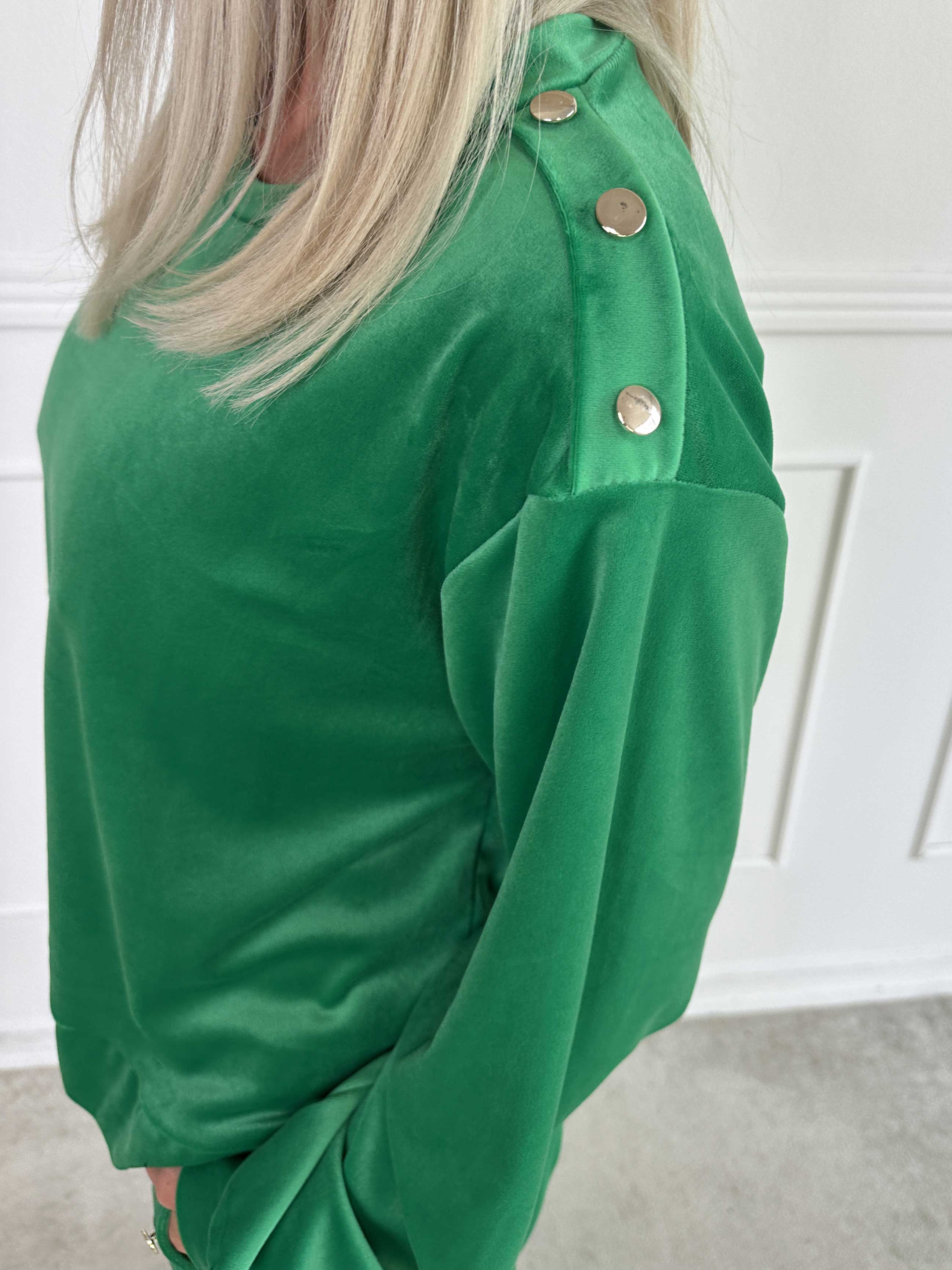 Arina - Blødt velour joggingsæt med guld knapper