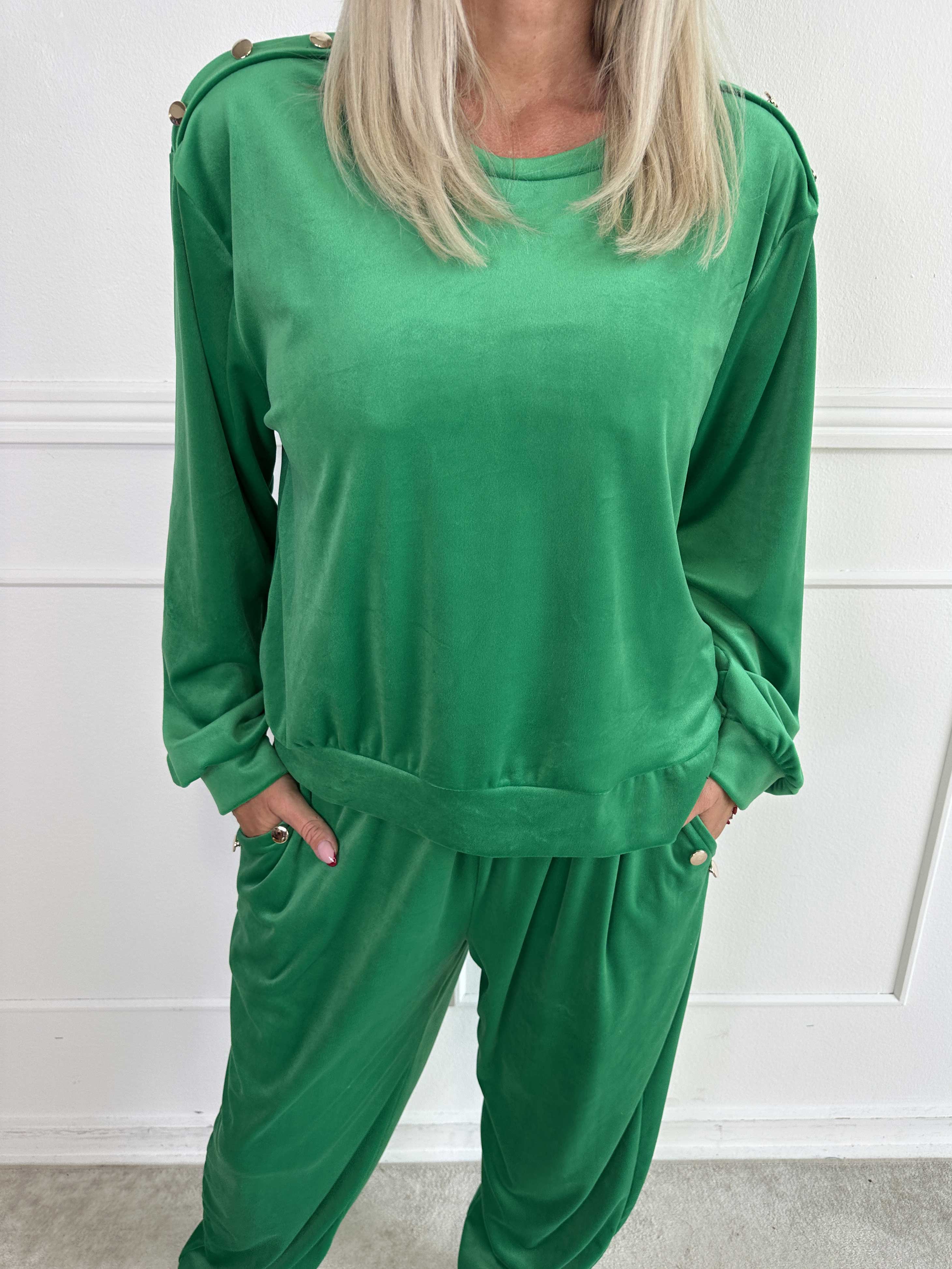 Arina - Blødt velour joggingsæt med guld knapper