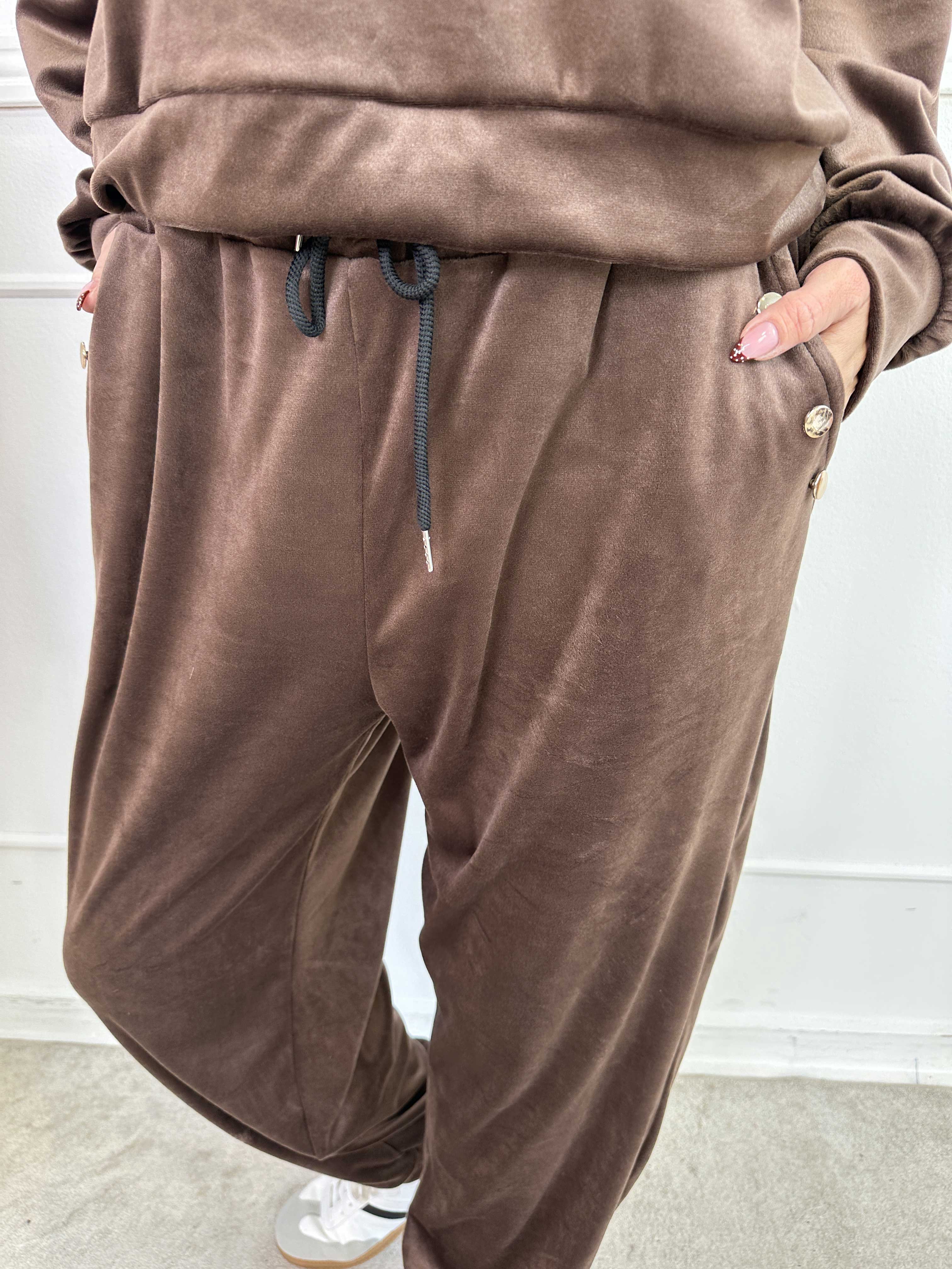 Arina - Blødt velour joggingsæt med guld knapper