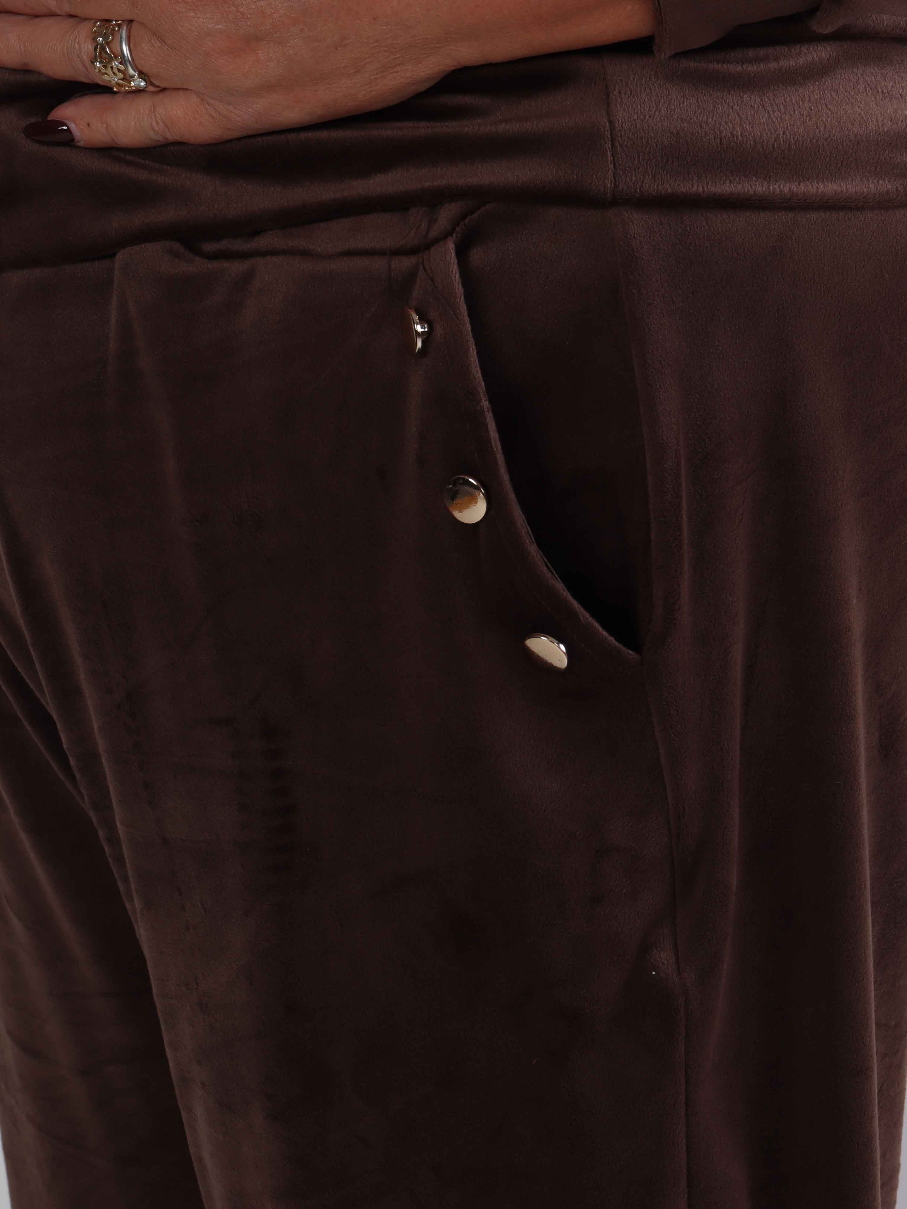 Arina - Blødt velour plus size joggingsæt med guld knapper