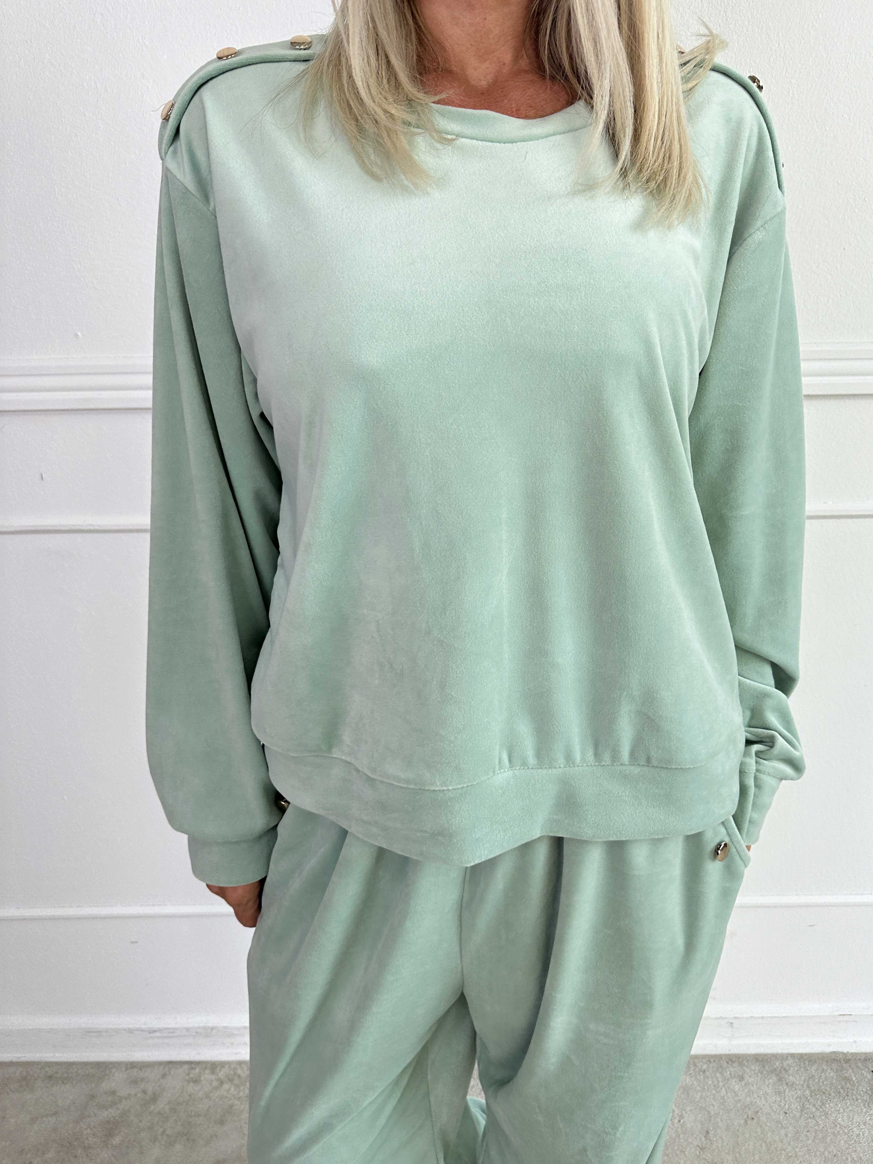 Arina - Blødt velour joggingsæt med guld knapper