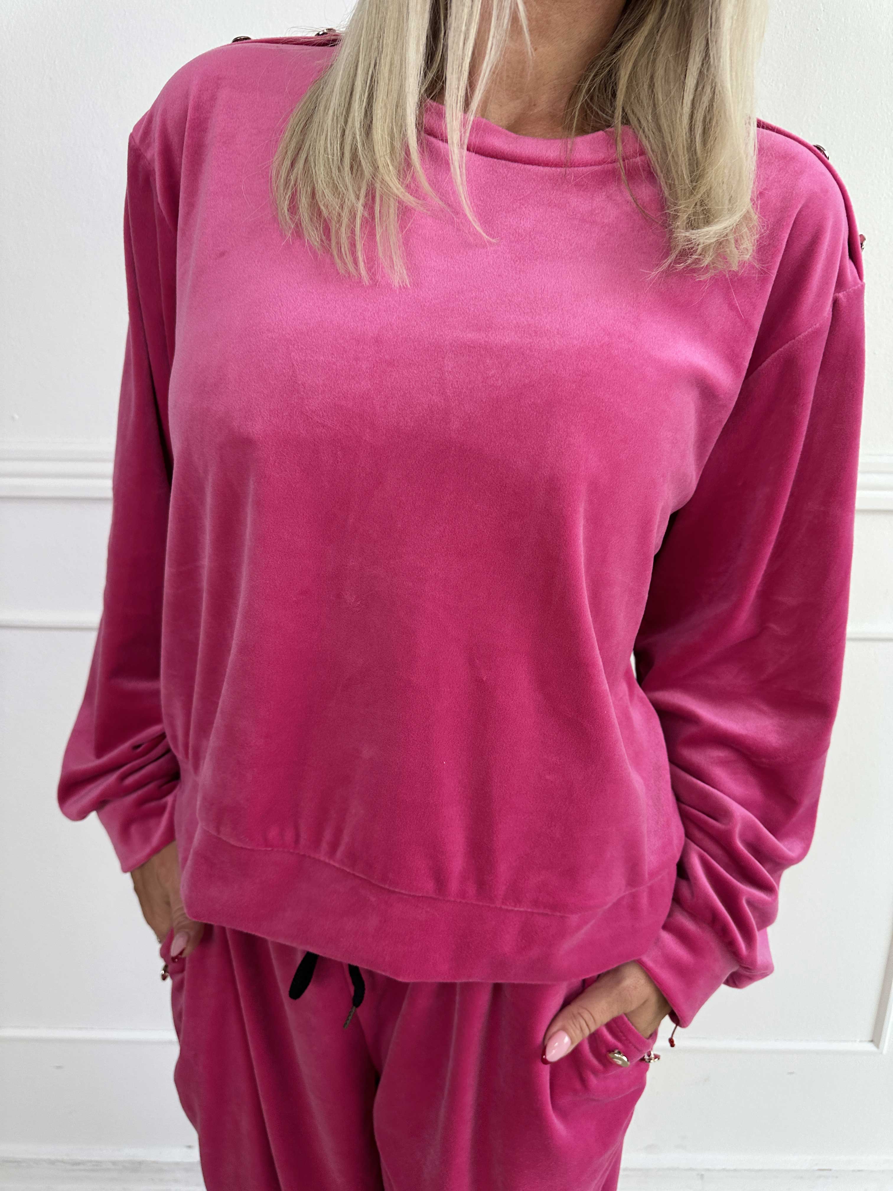 Arina - Blødt velour joggingsæt med guld knapper