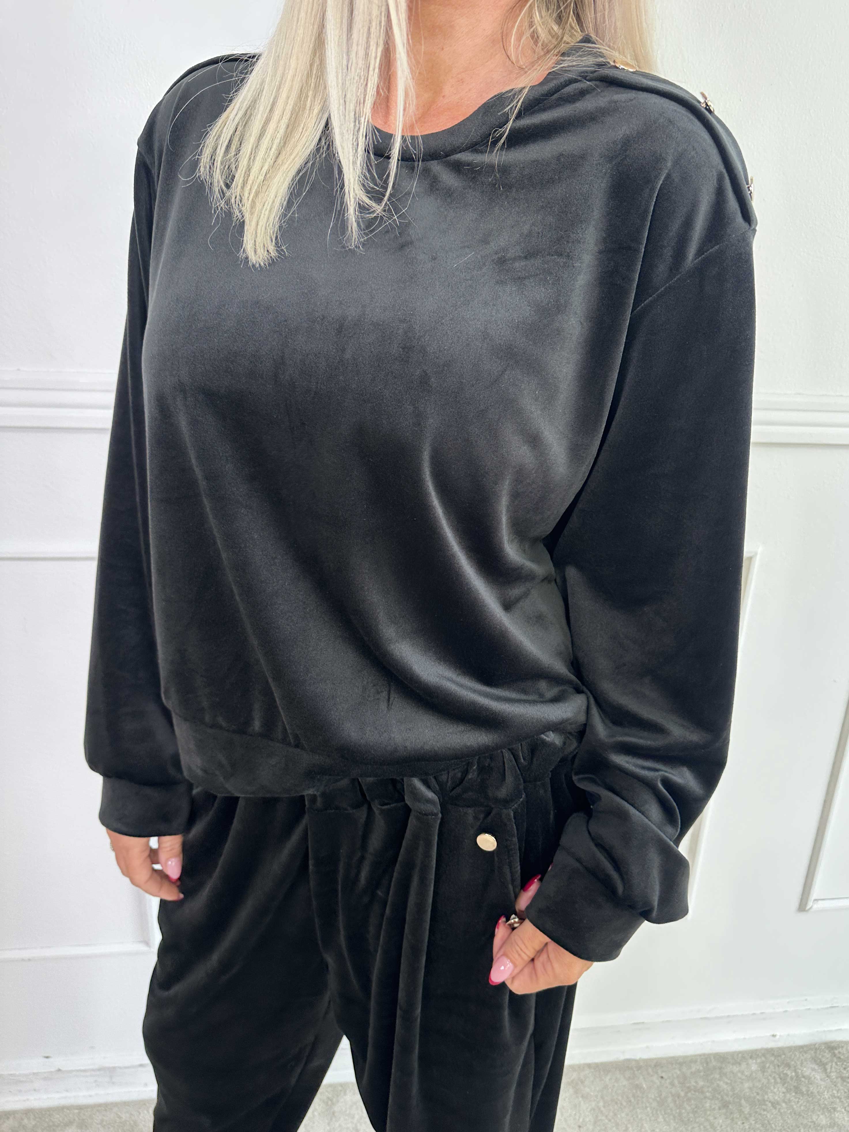 Arina - Blødt velour joggingsæt med guld knapper