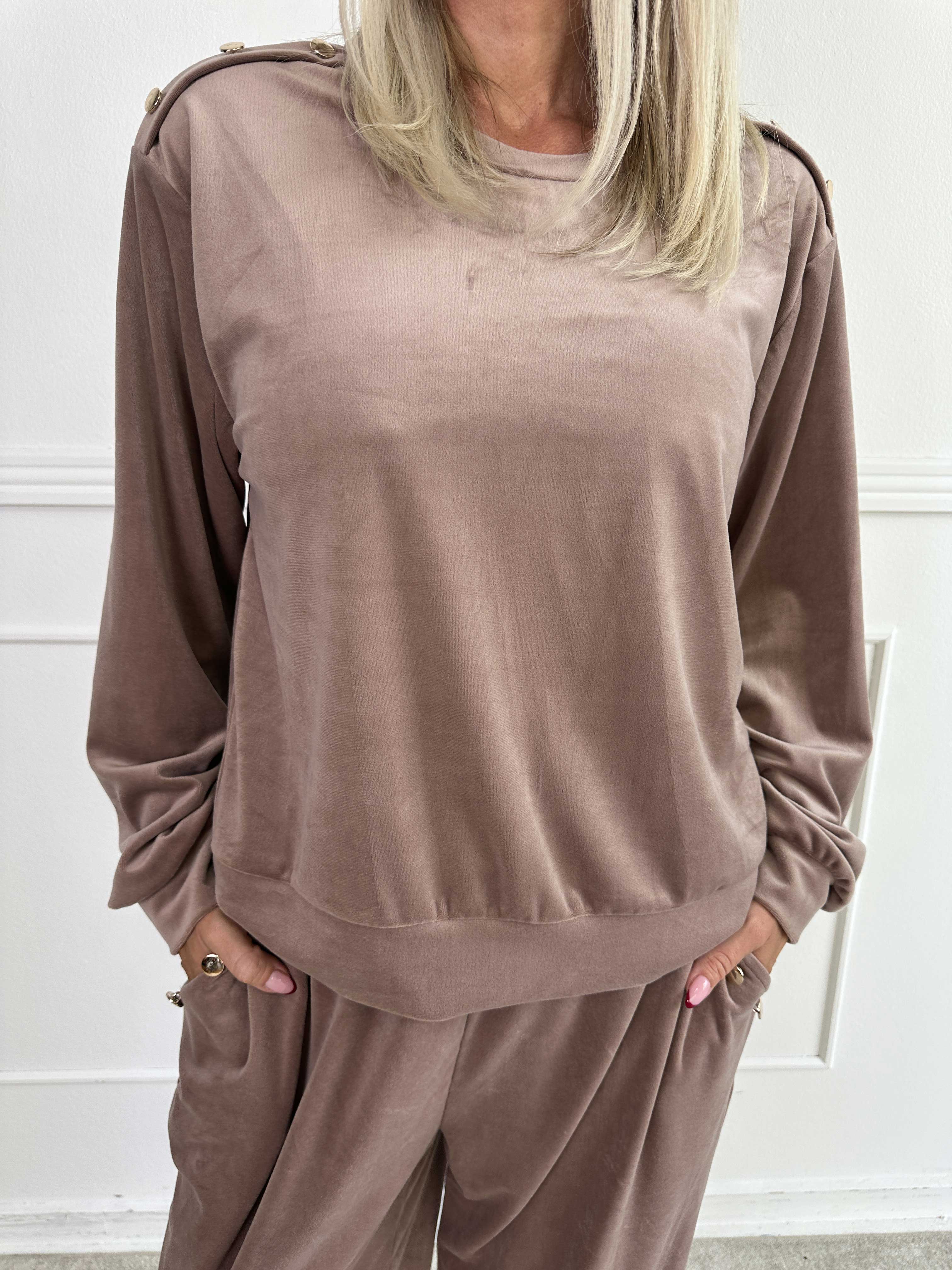 Arina - Blødt velour joggingsæt med guld knapper