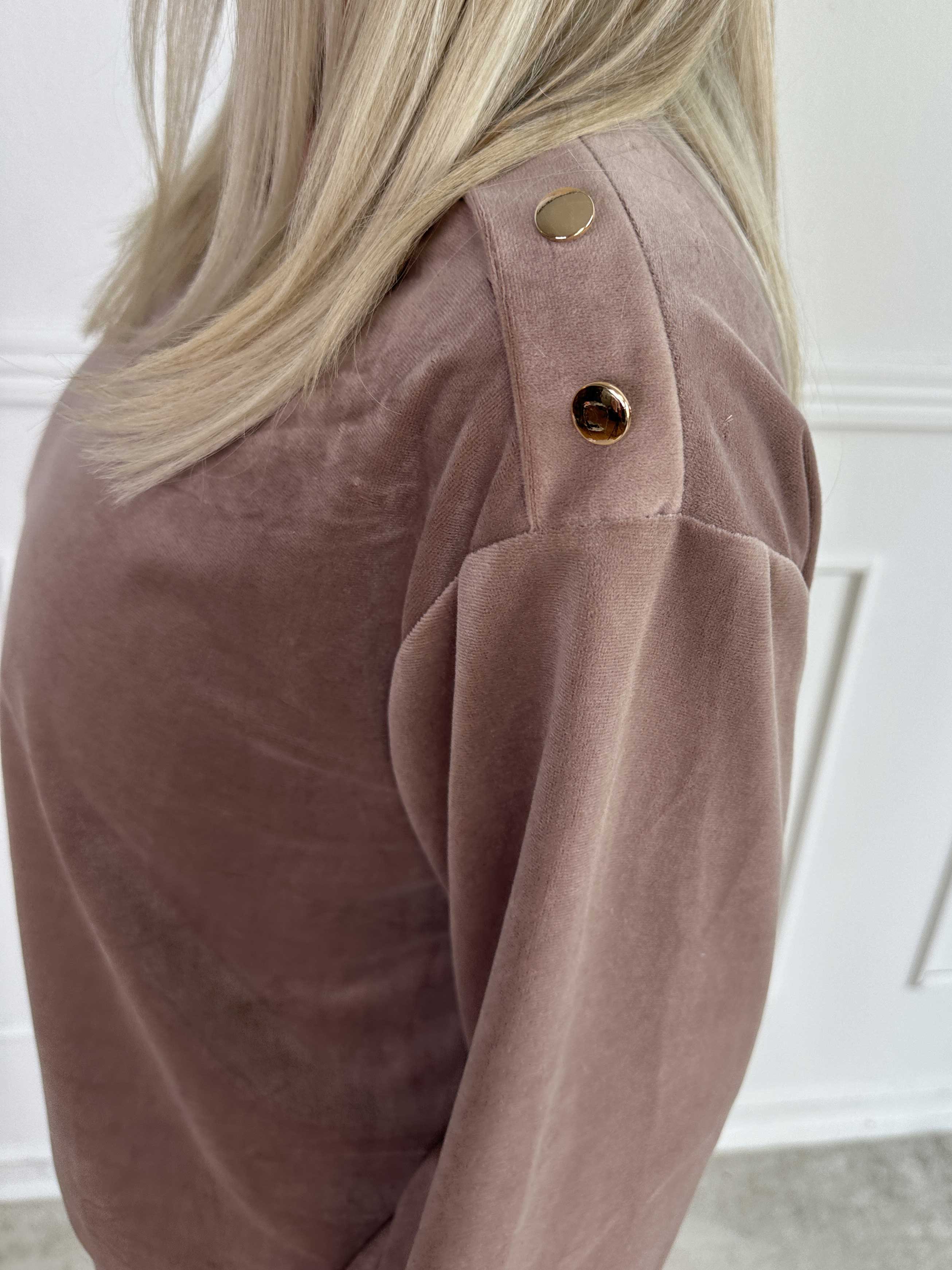 Arina - Blødt velour joggingsæt med guld knapper