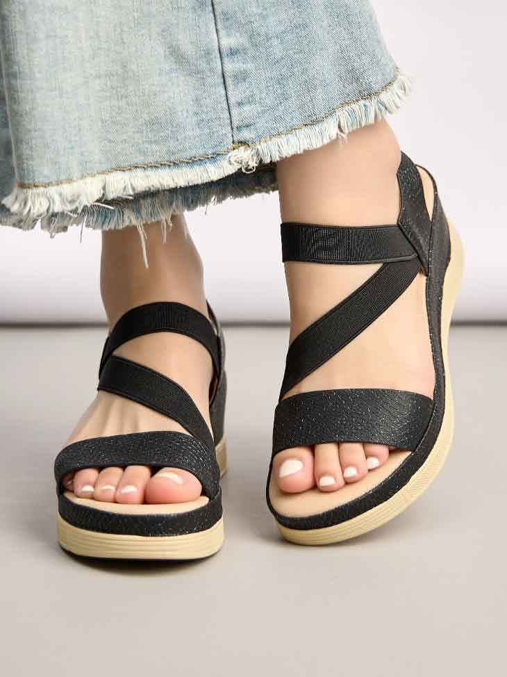 Arsinoe - Sandaler med elastikremme over vristen og høj sål