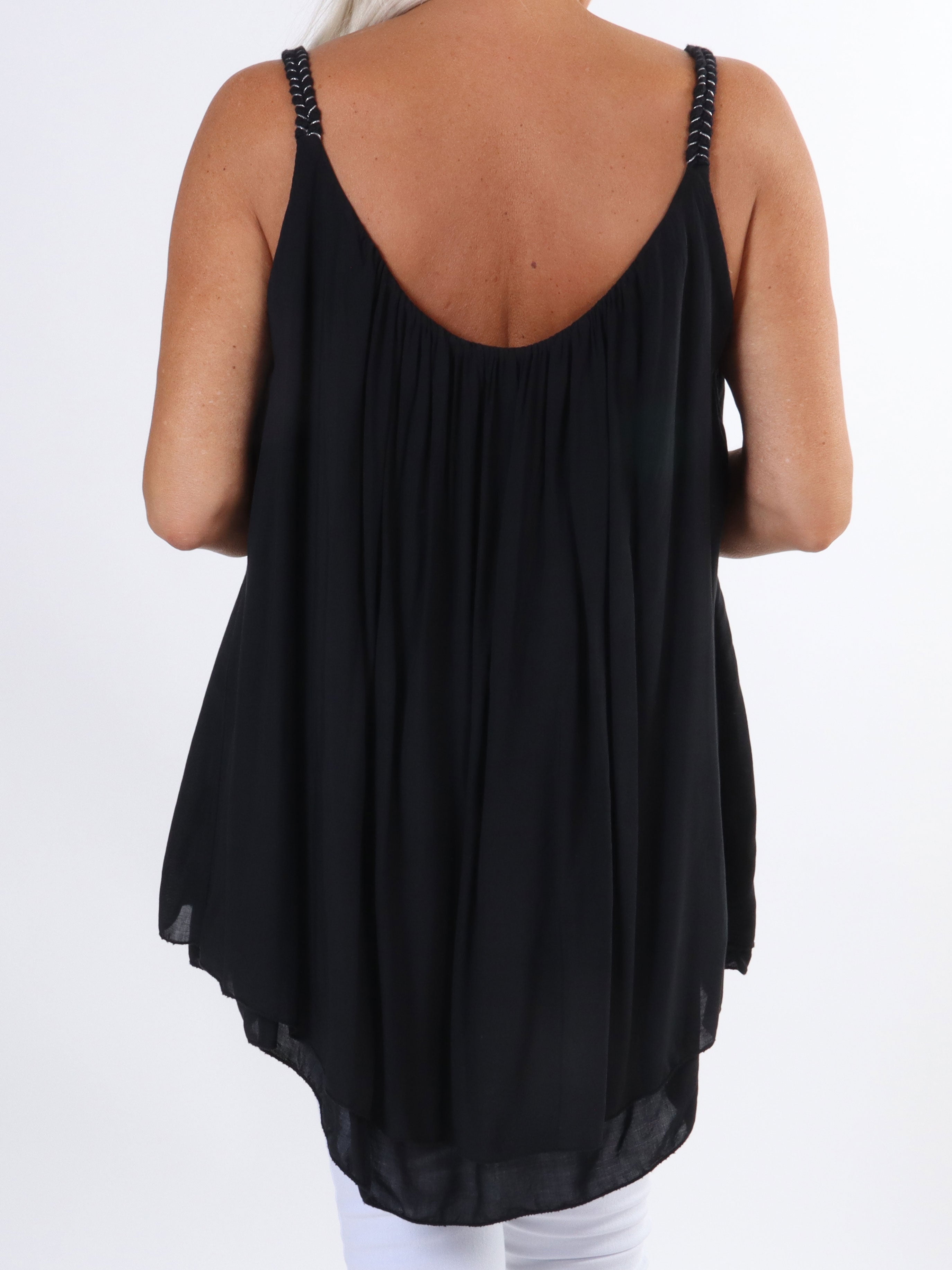 Asia - Sød plus size top i viskose med flettet stropper