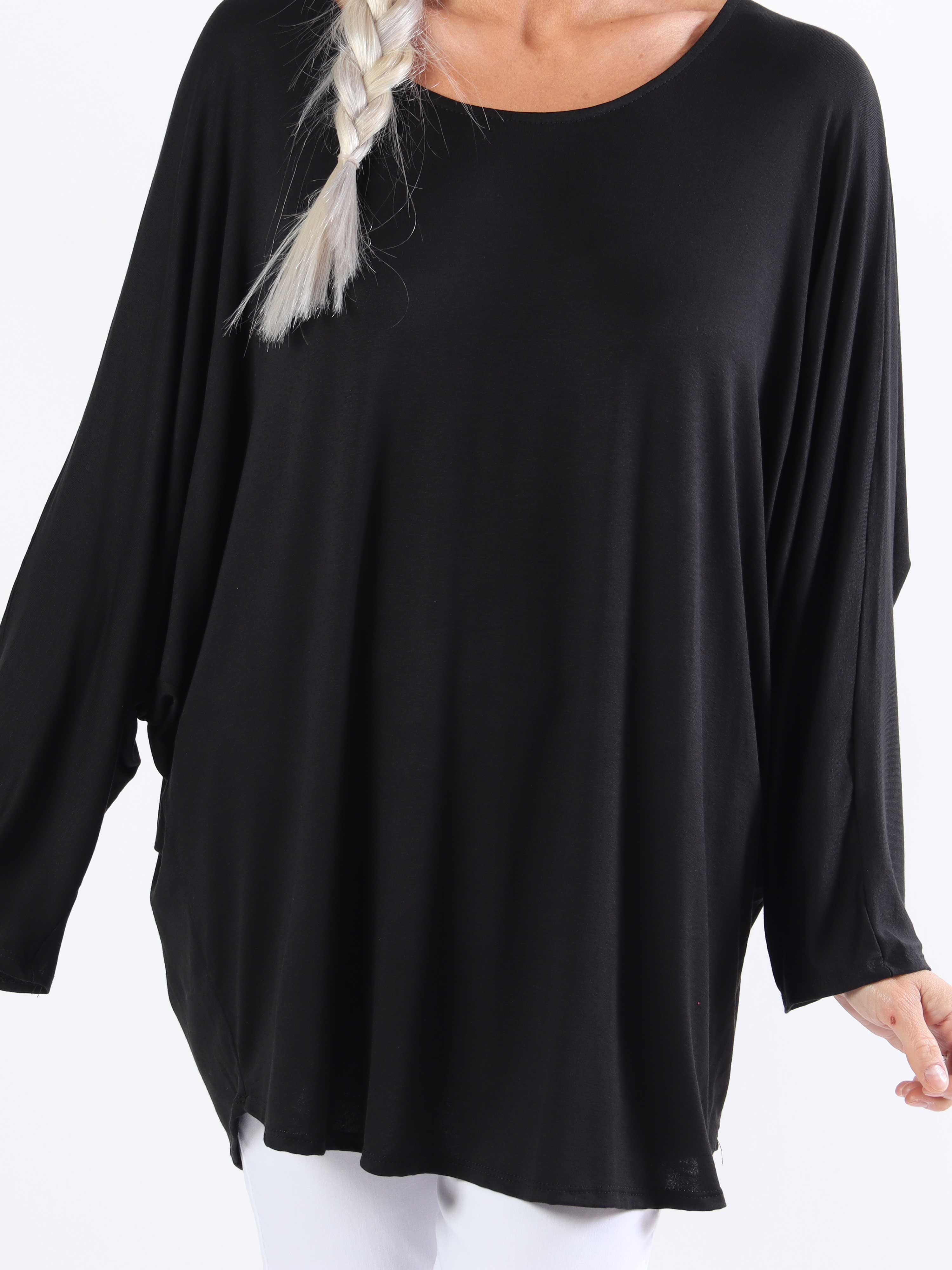 Augustine - Plus size bluse i elastisk stof med flagermusærmer