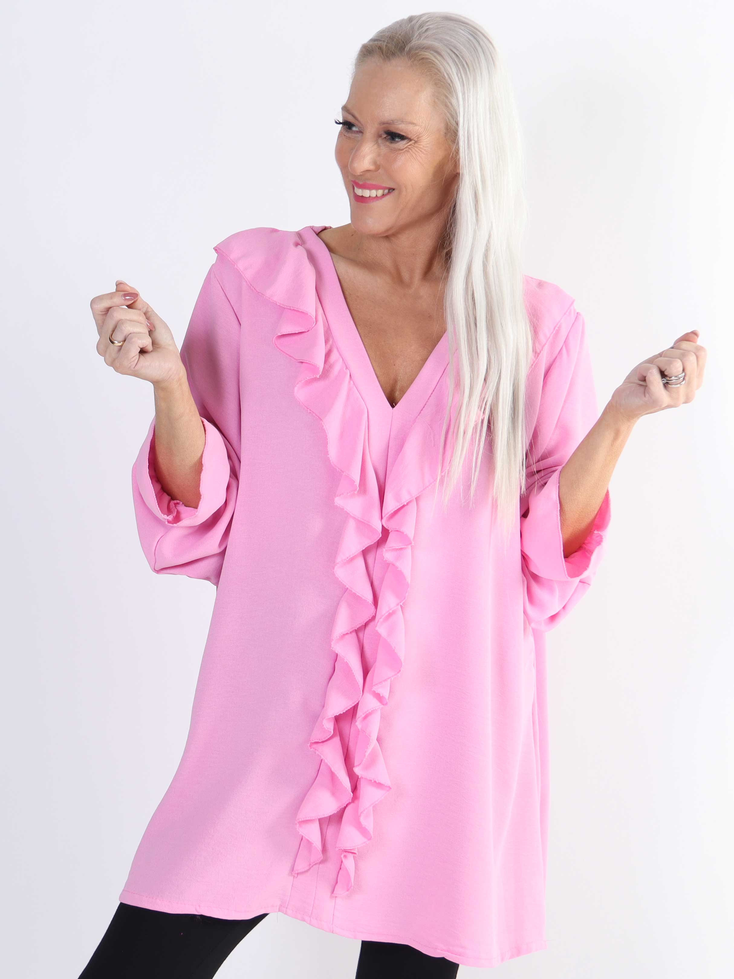 Ava - Sød plus size tunika med flæser