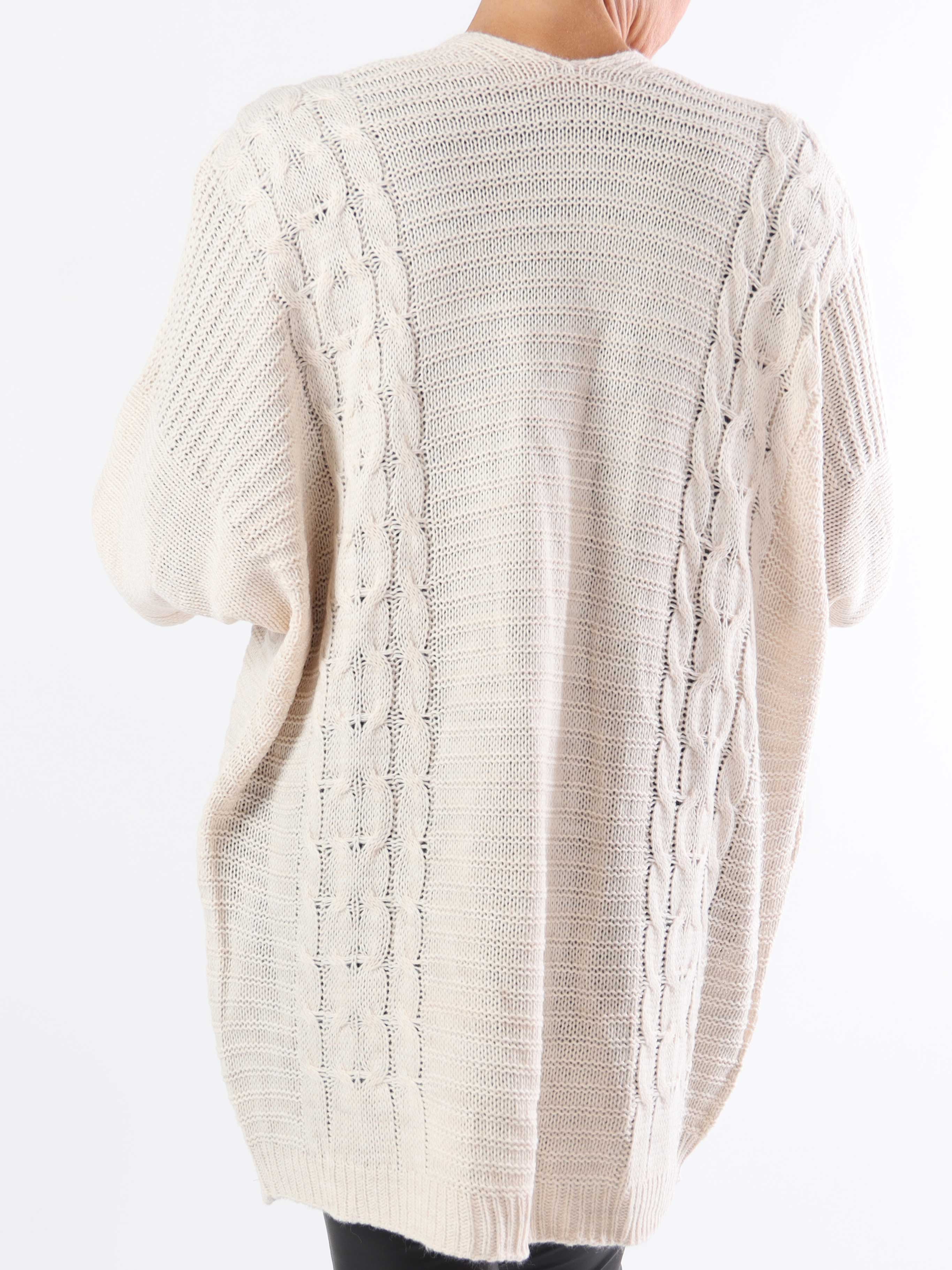 Avalon - Plus size strikcardigan med korteærmer