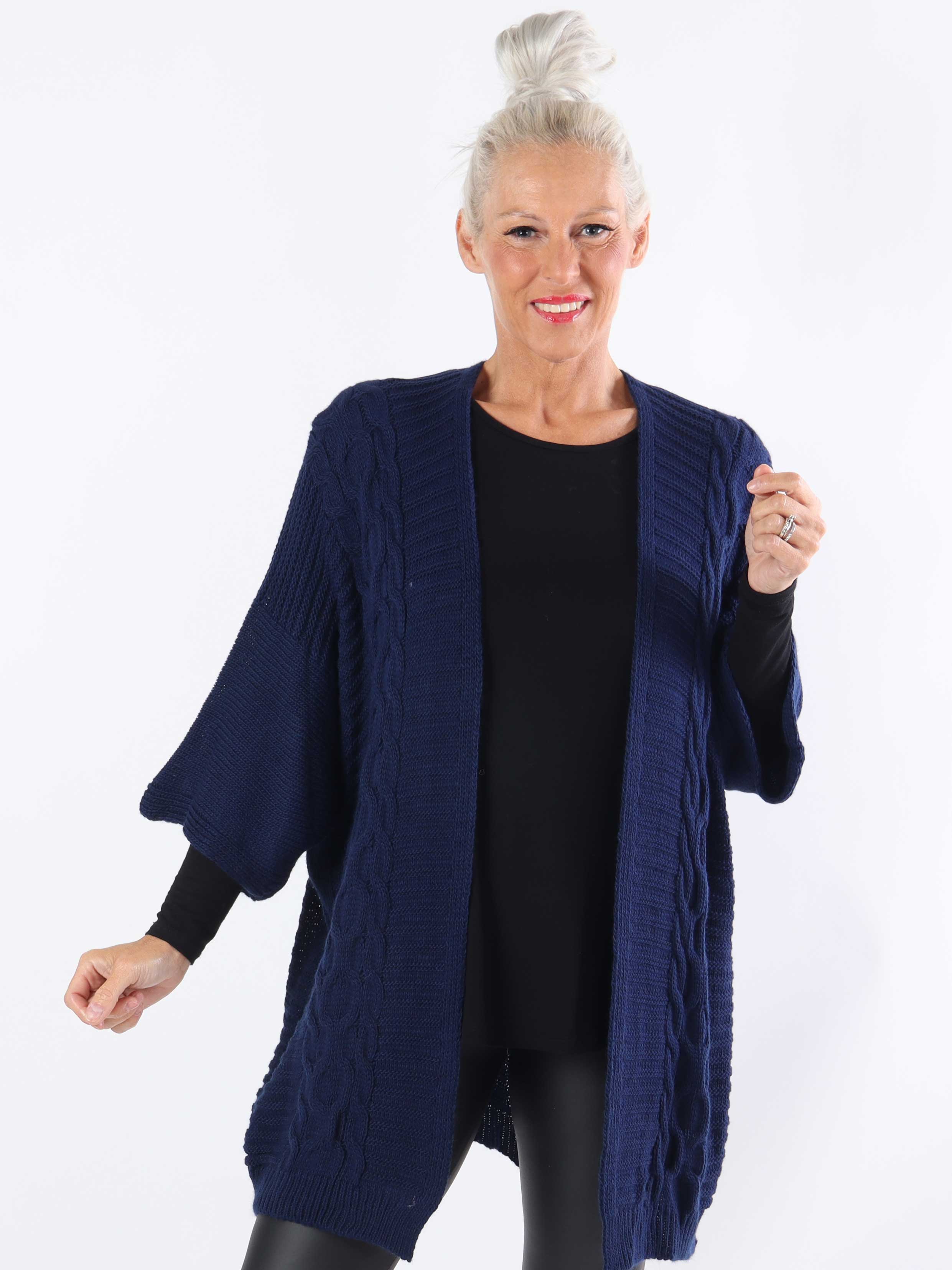 Avalon - Plus size strikcardigan med korteærmer