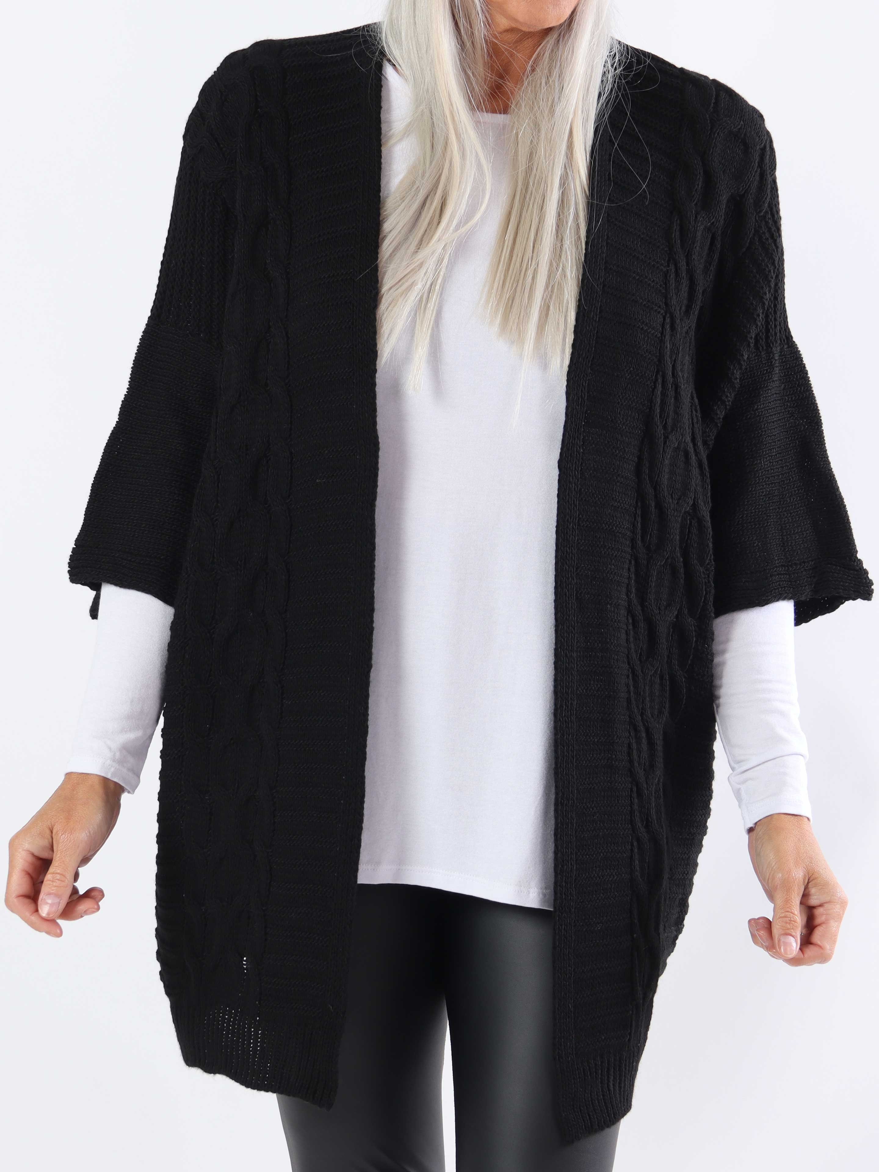 Avalon - Plus size strikcardigan med korteærmer