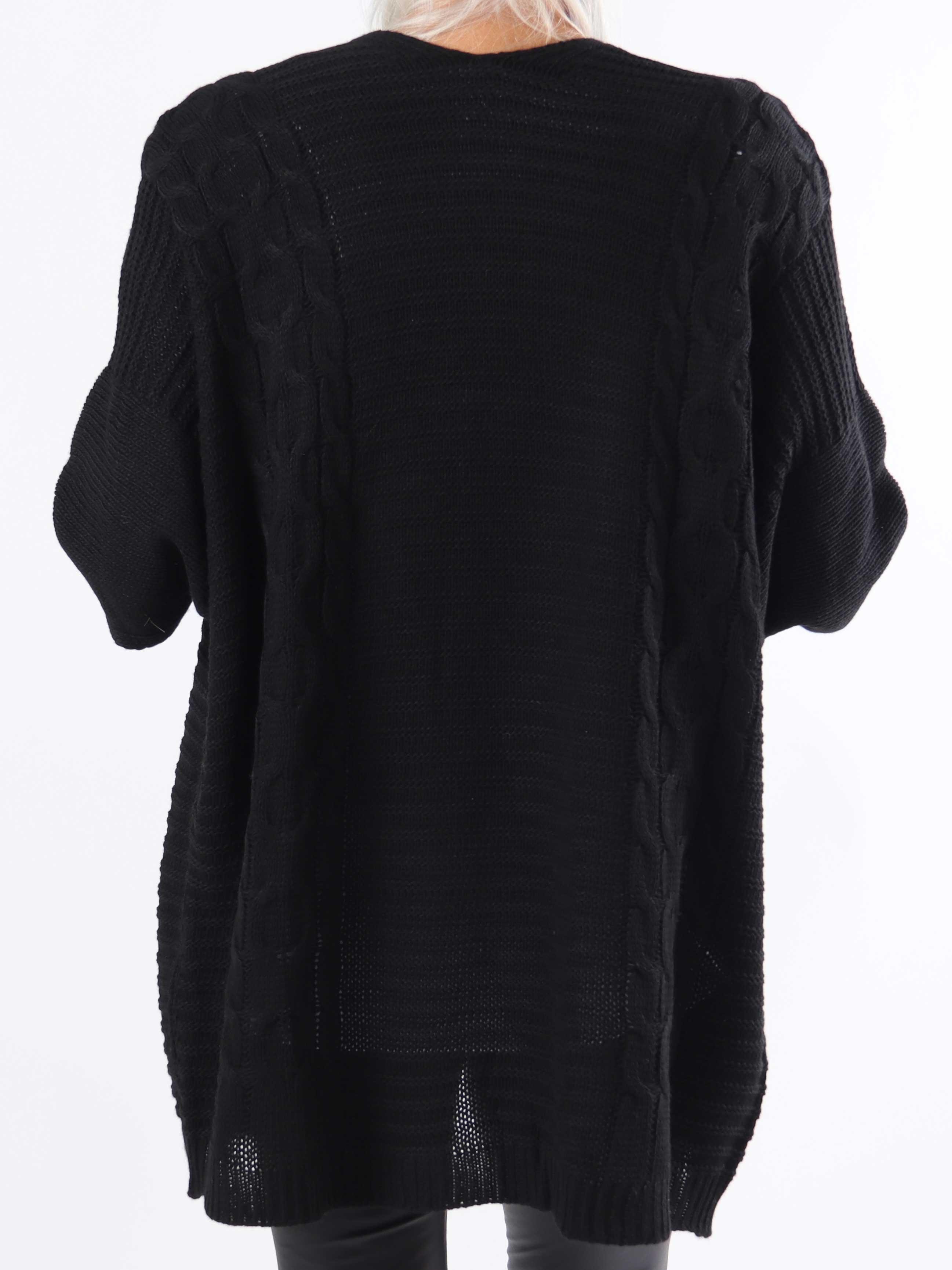 Avalon - Plus size strikcardigan med korteærmer