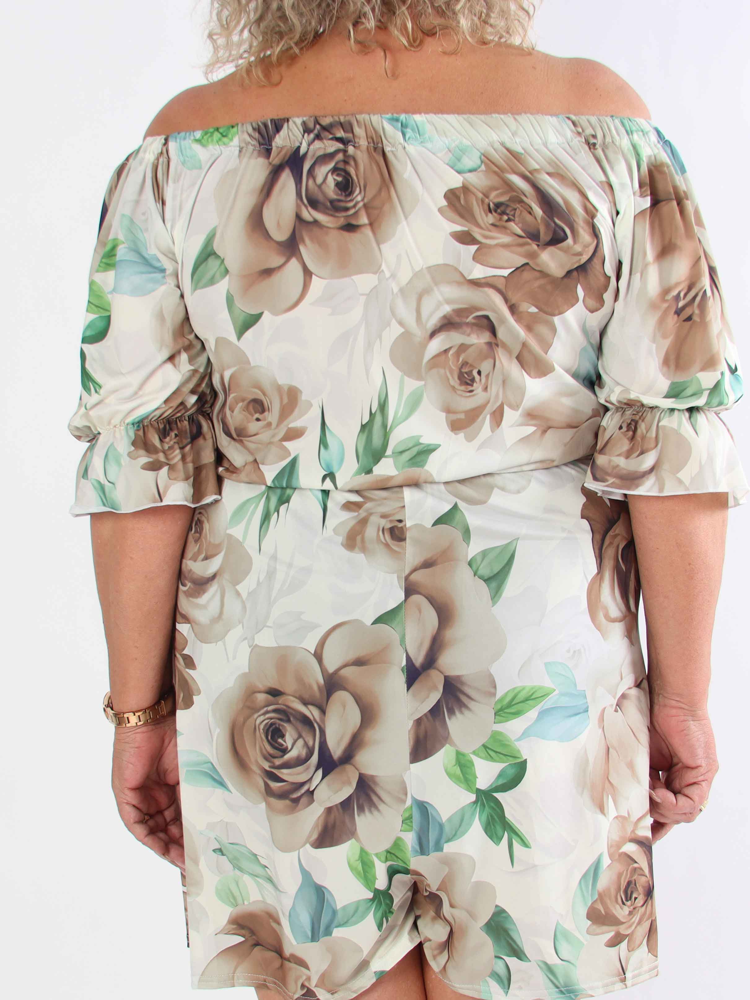 Ayla Playsuit - Elastisk plus size blomstret buksedragt