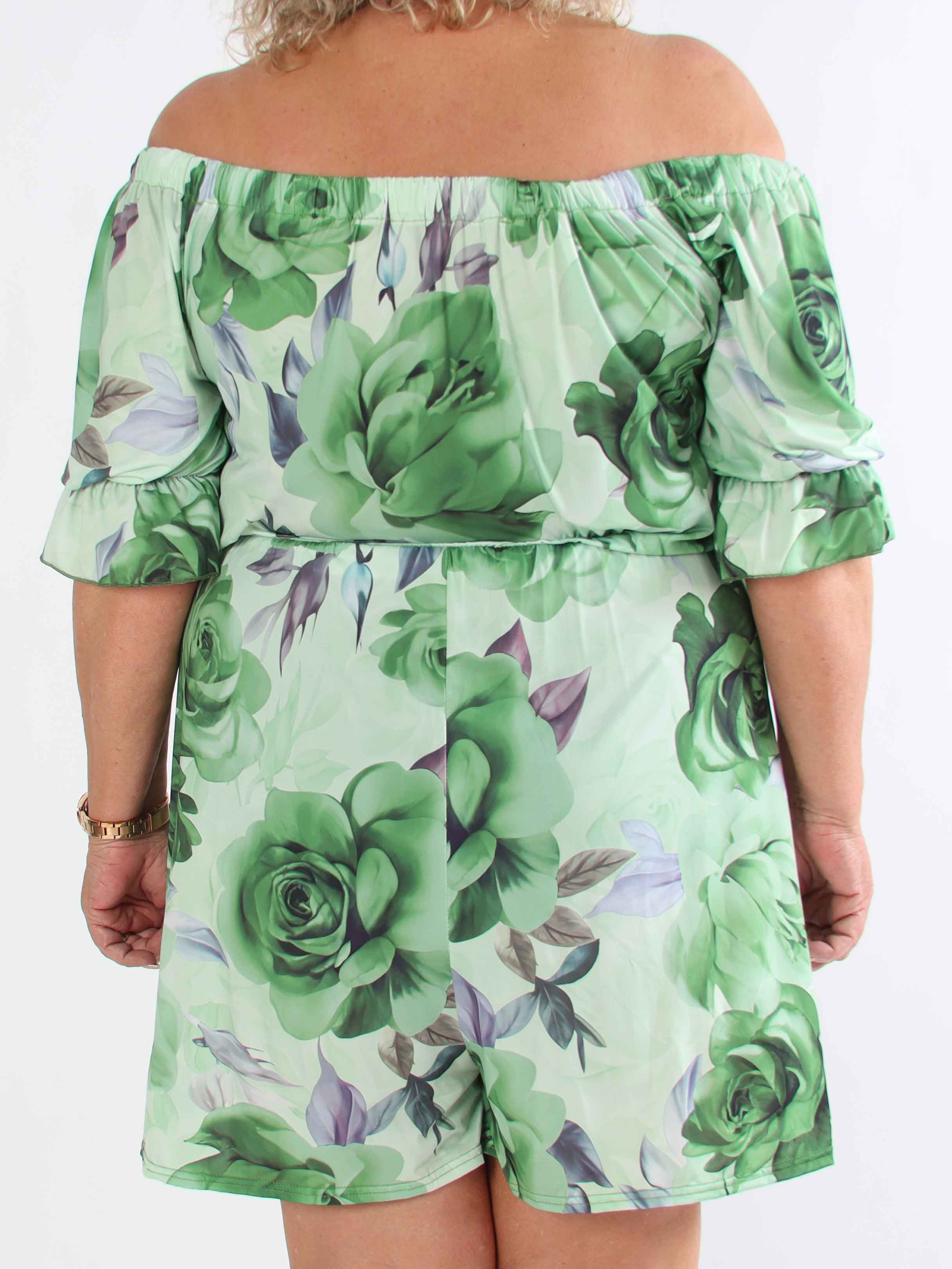 Ayla Playsuit - Elastisk plus size blomstret buksedragt