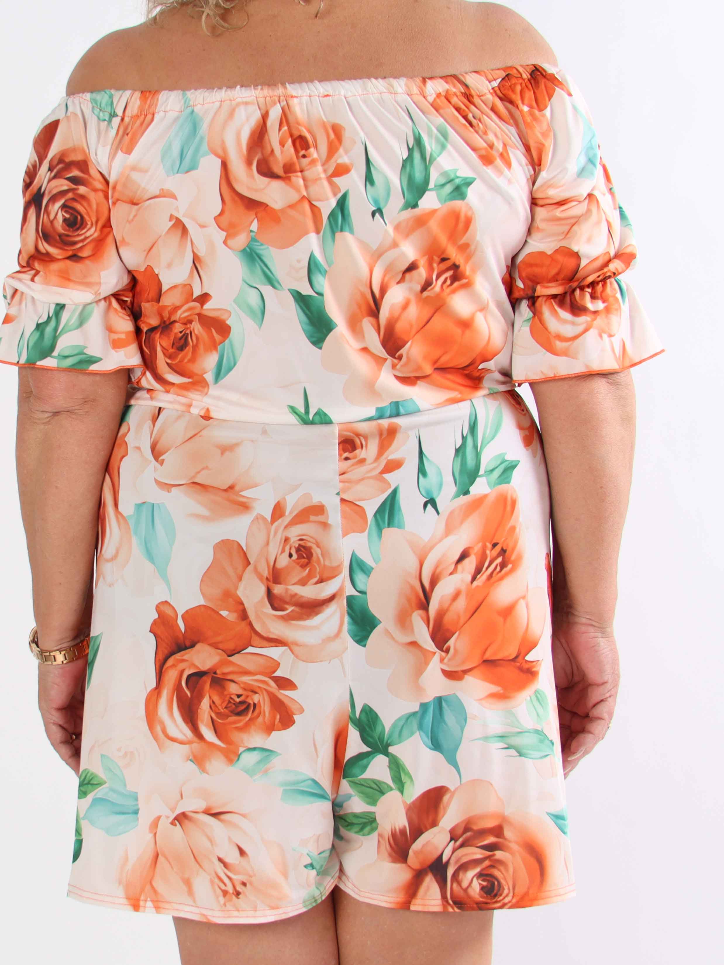 Ayla Playsuit - Elastisk plus size blomstret buksedragt