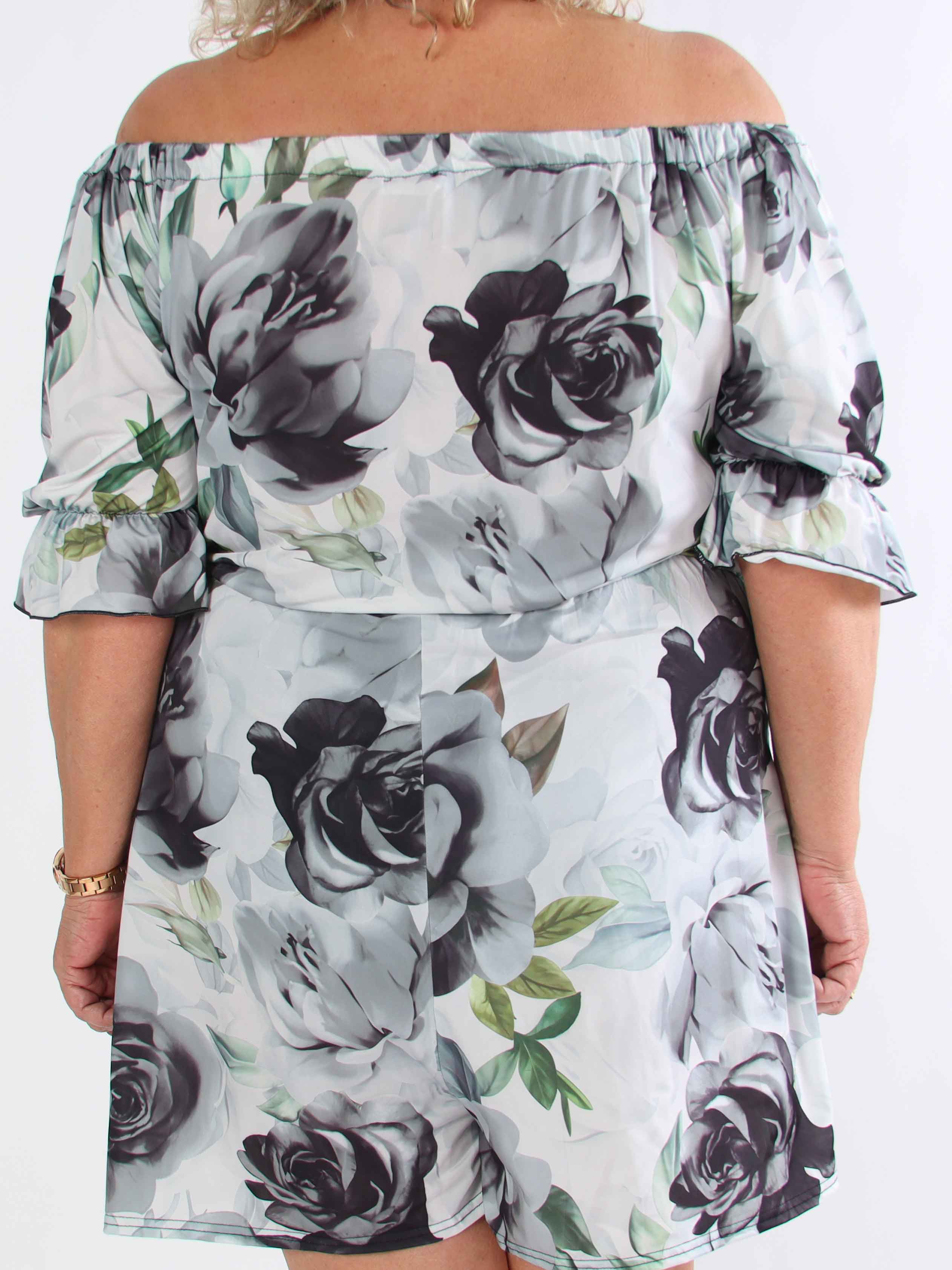 Ayla Playsuit - Elastisk plus size blomstret buksedragt