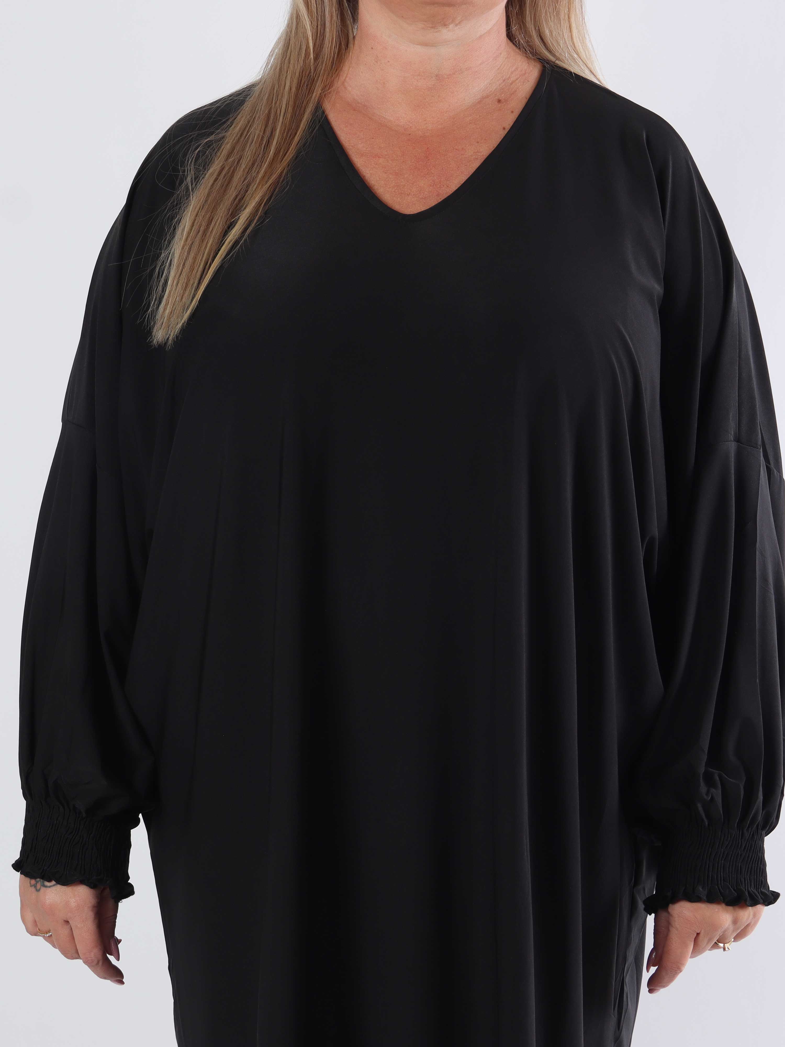 Azmina Plain L/S - Elastisk plus size tunikakjole i loose fit
