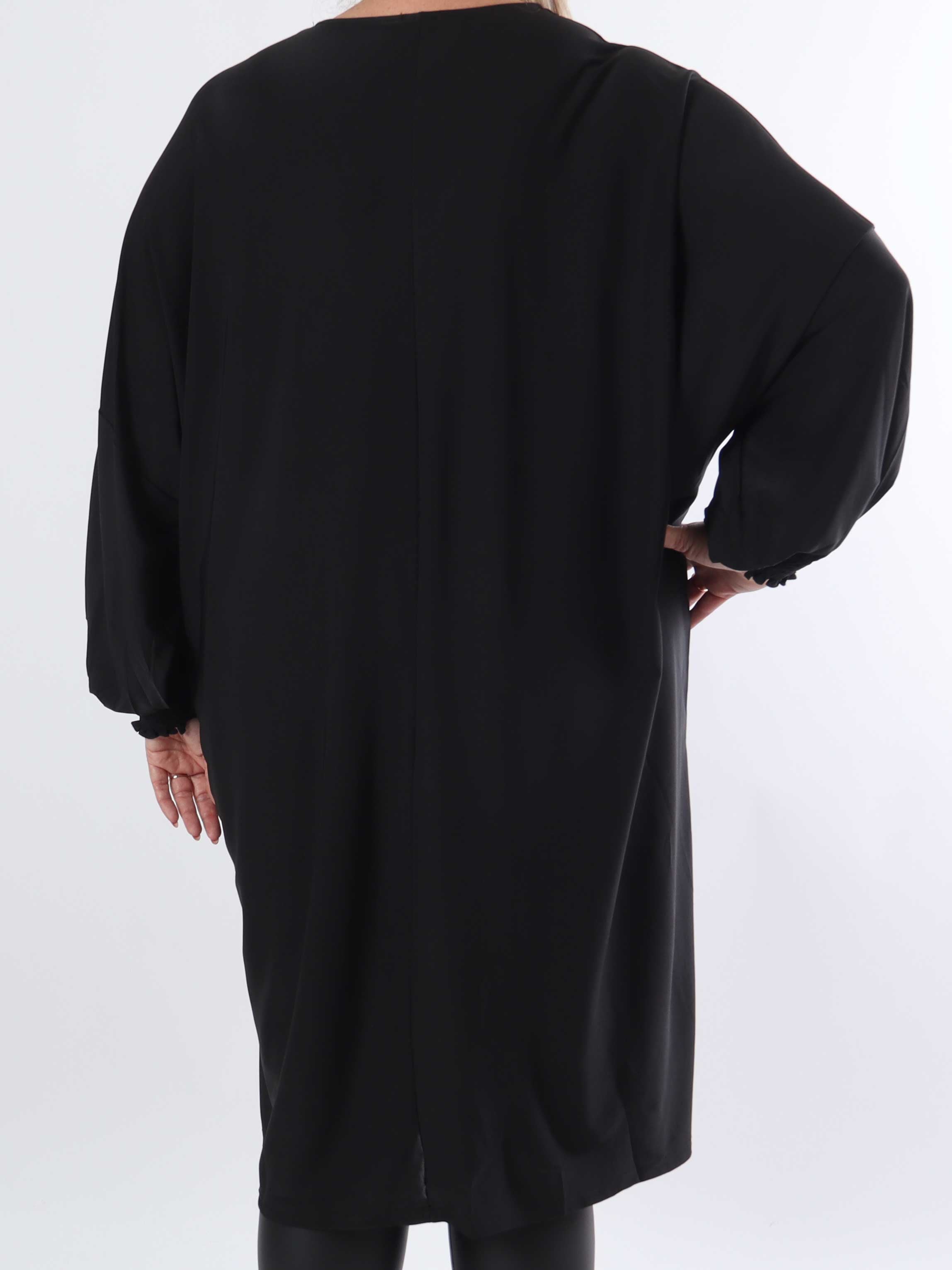 Azmina Plain L/S - Elastisk plus size tunikakjole i loose fit