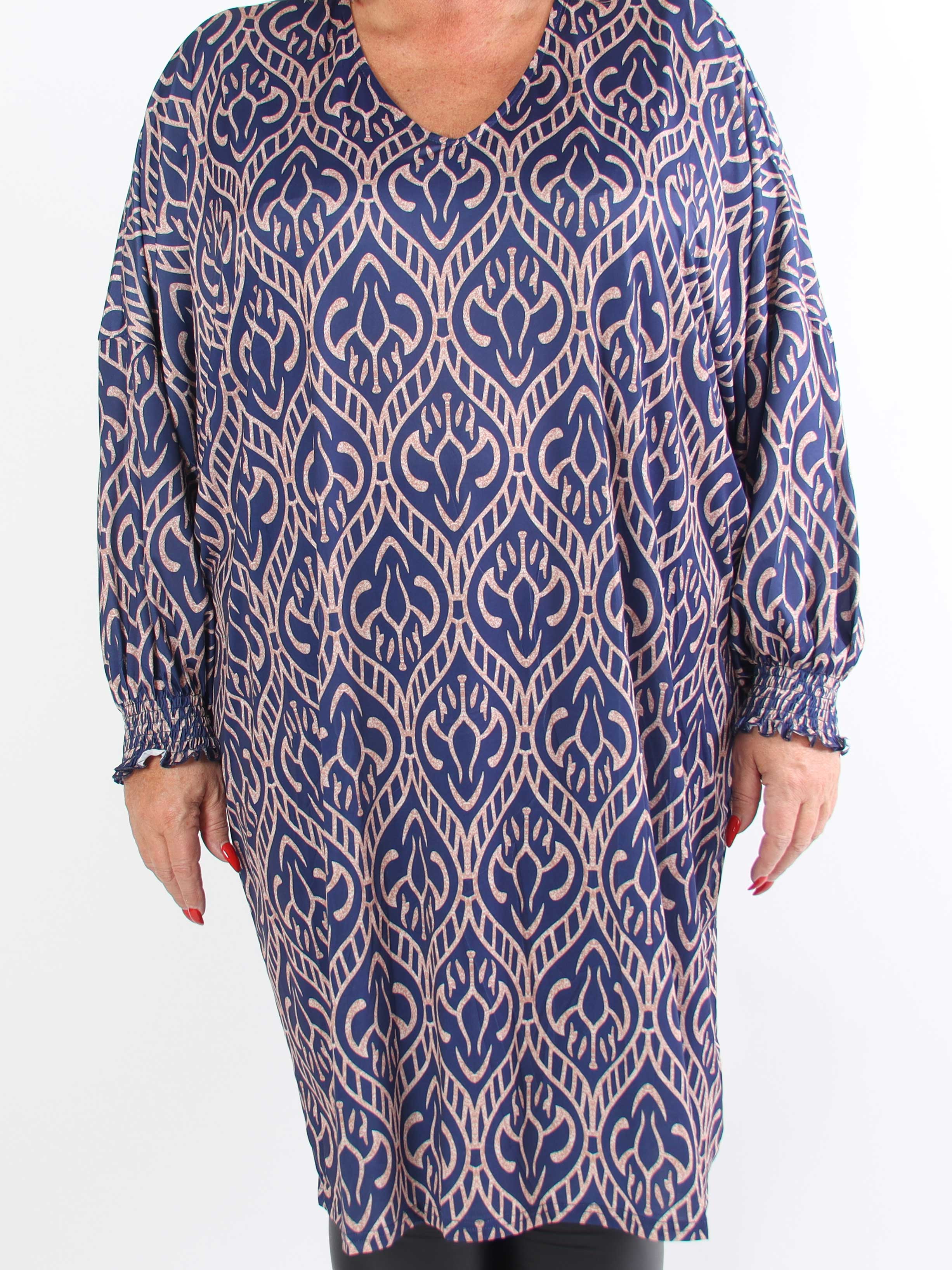 Azmina Boho L/S - Elastisk plus size tunikakjole i loose fit