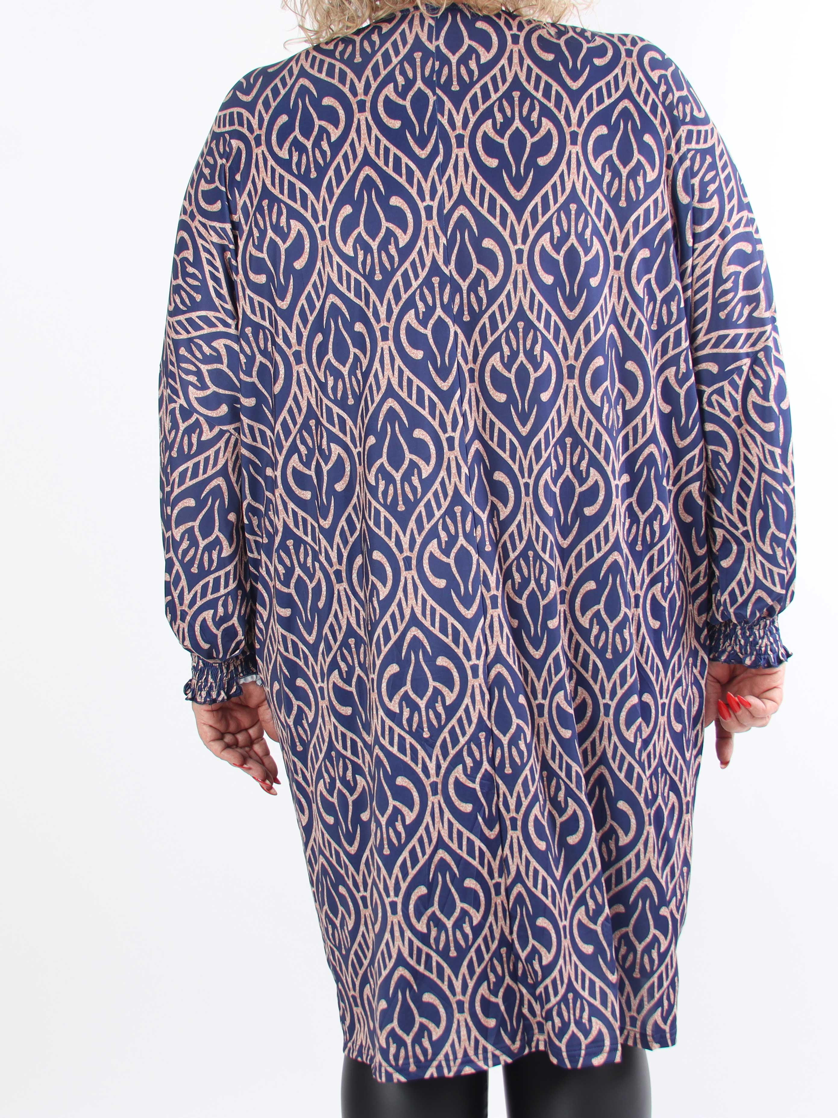 Azmina Boho L/S - Elastisk plus size tunikakjole i loose fit