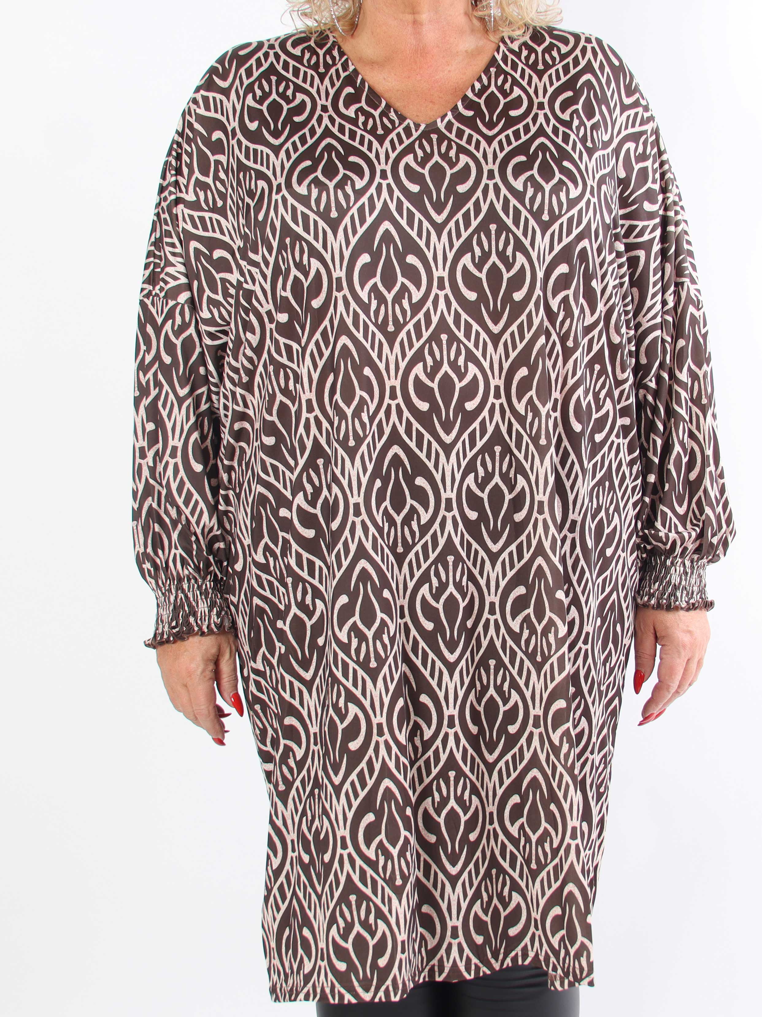 Azmina Boho L/S - Elastisk plus size tunikakjole i loose fit