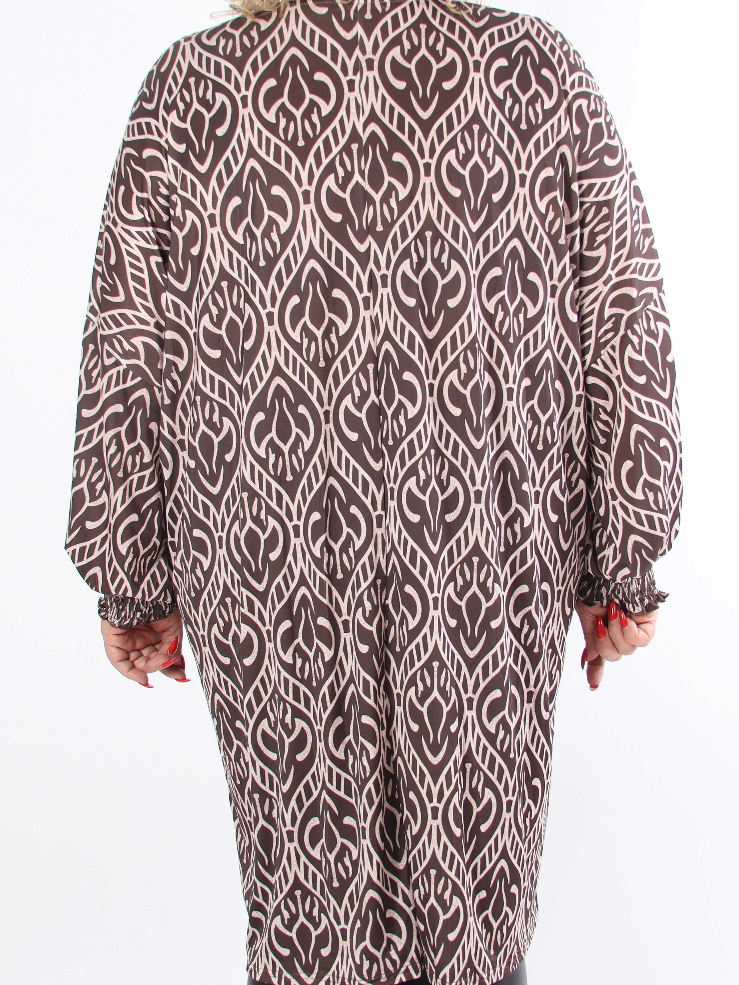 Azmina Boho L/S - Elastisk plus size tunikakjole i loose fit