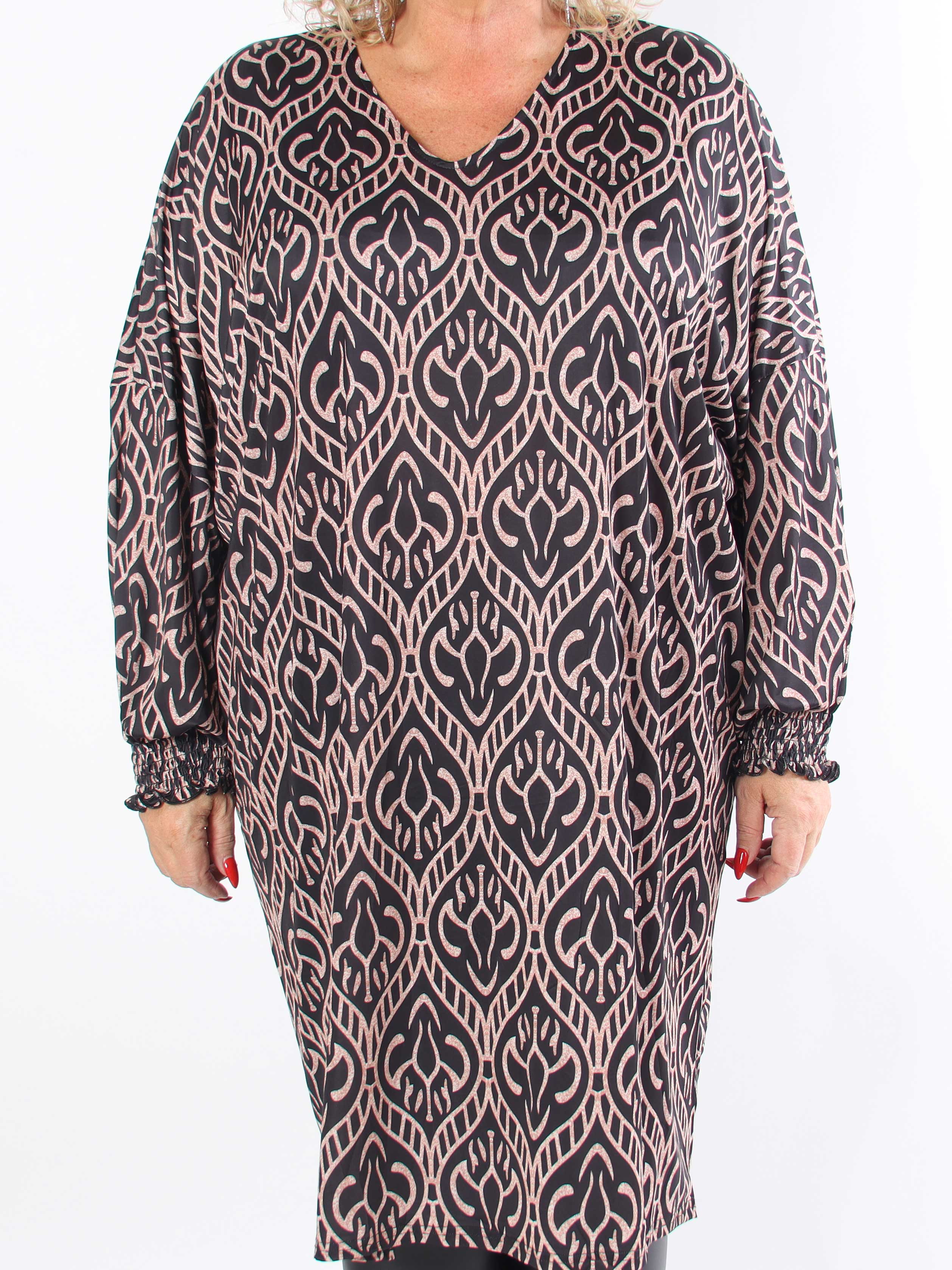 Azmina Boho L/S - Elastisk plus size tunikakjole i loose fit