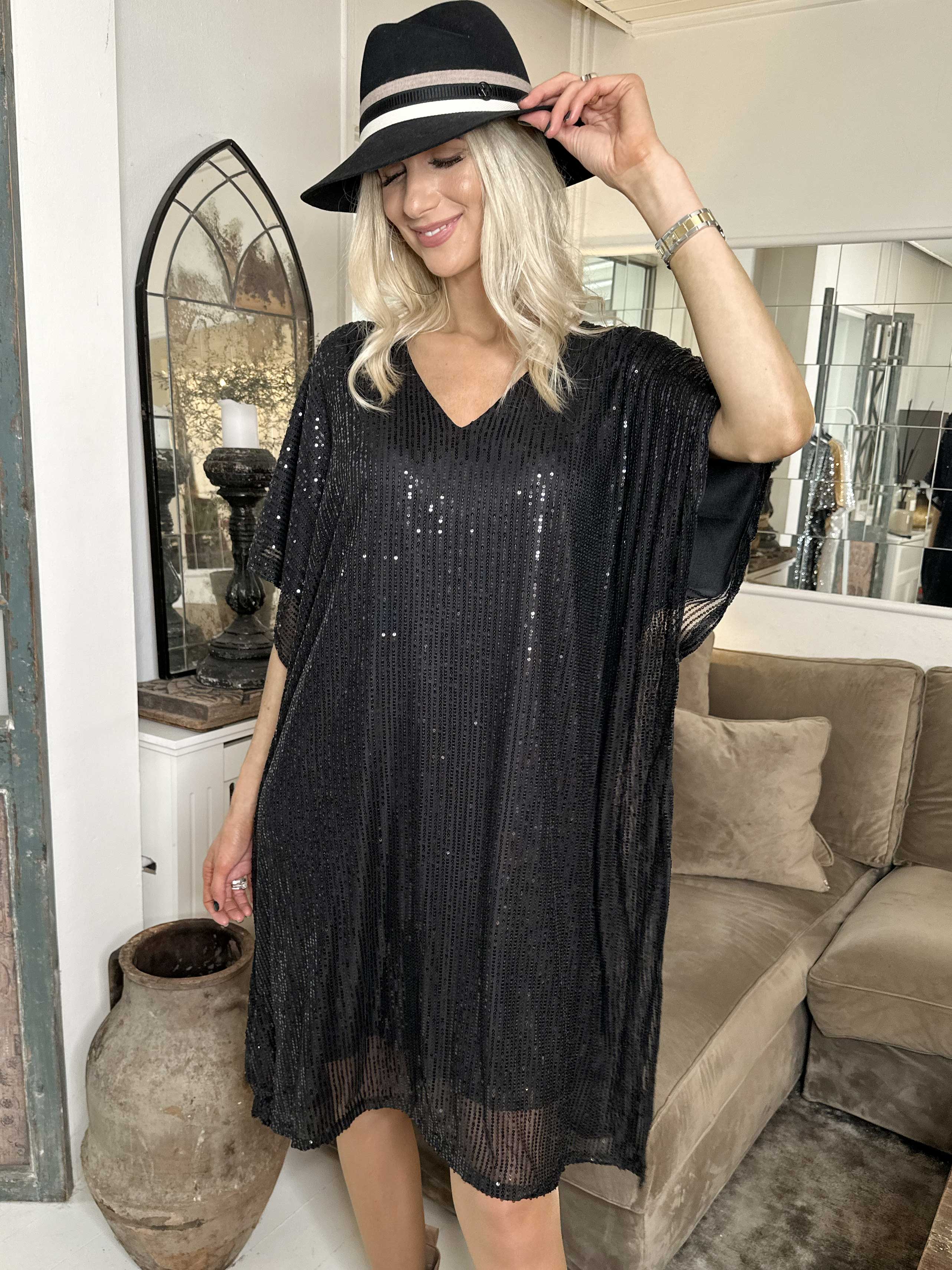 Azmina - Tunikakjole i løs pasform med pailletter