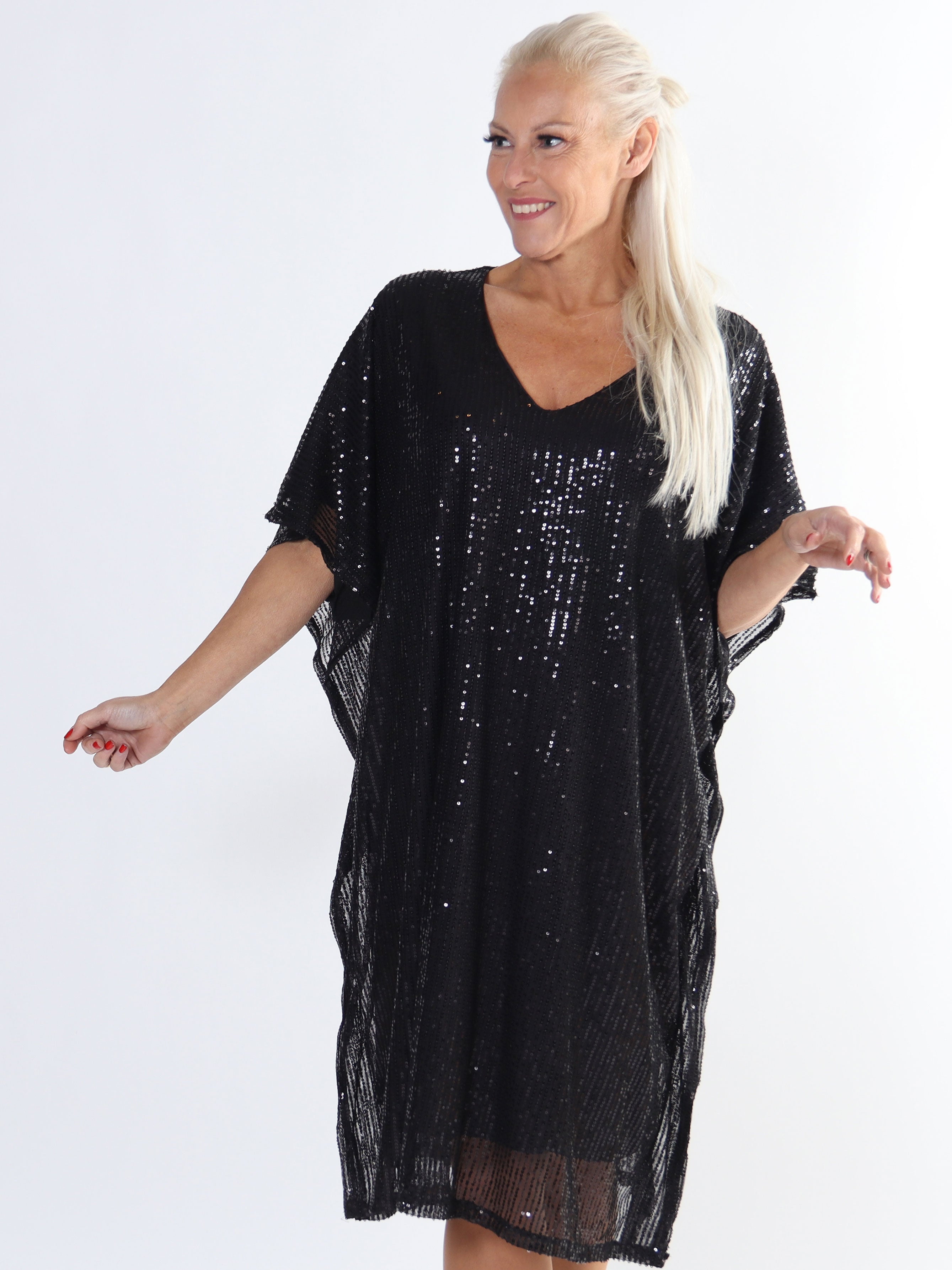 Azmina - Plus size tunikakjole i løs pasform med pailletter