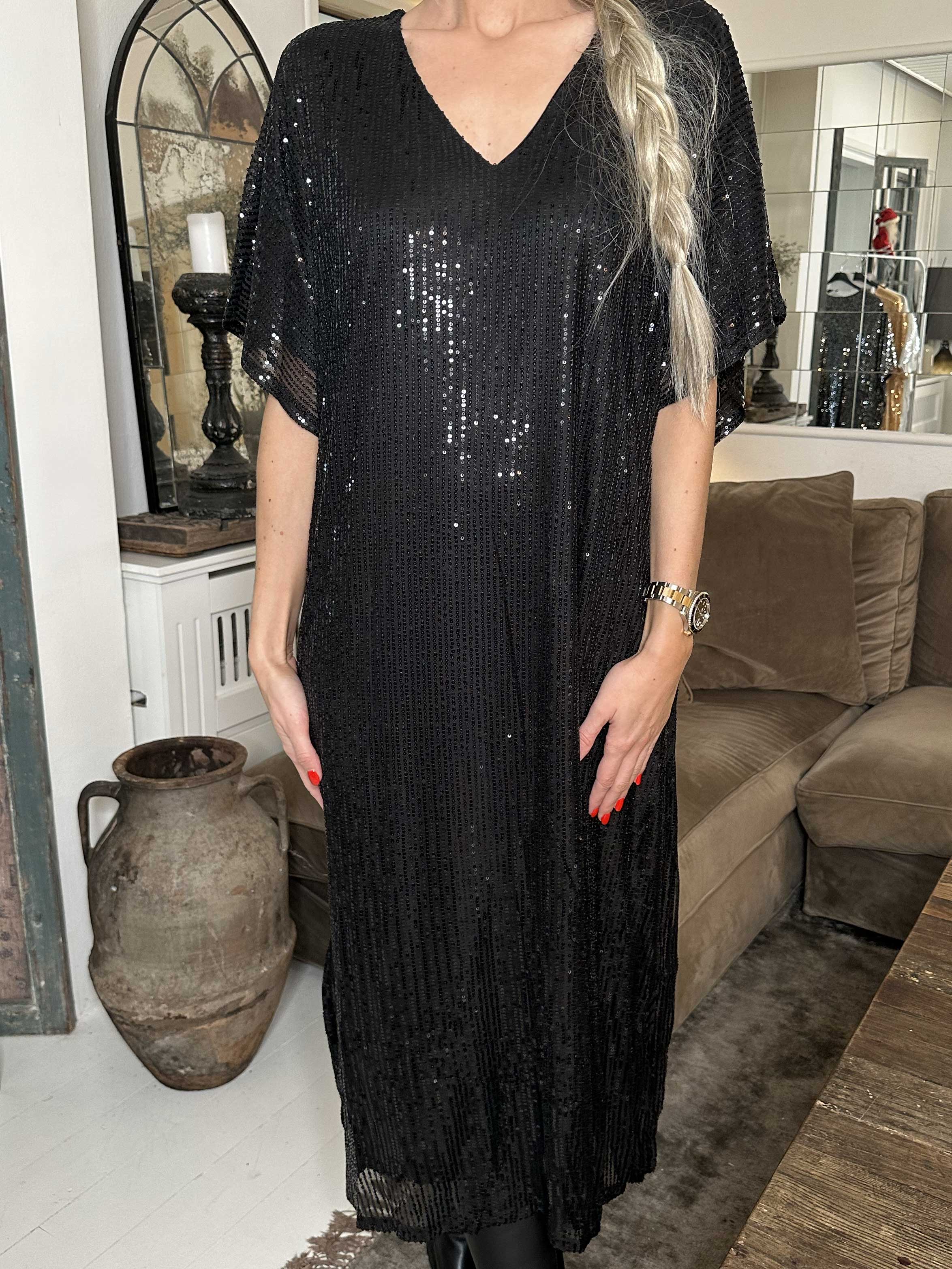 Azmina Long - Lang tunika i løs pasform med pailletter