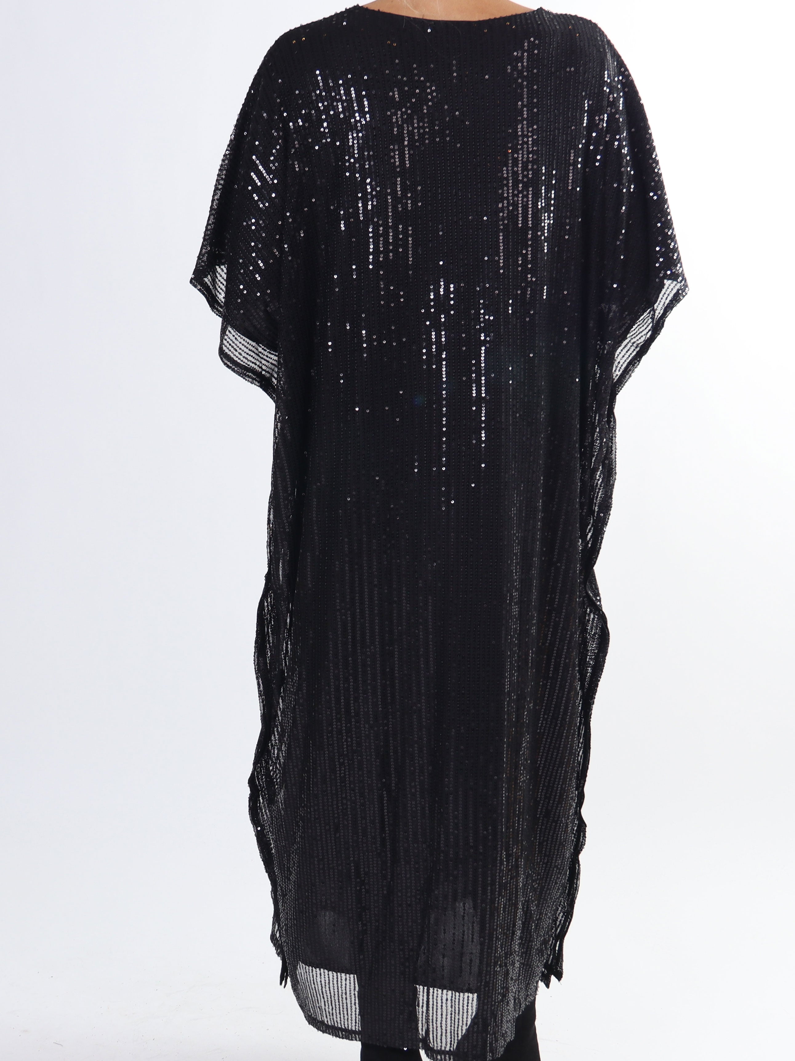 Azmina Long - Lang plus size tunika med pailletter