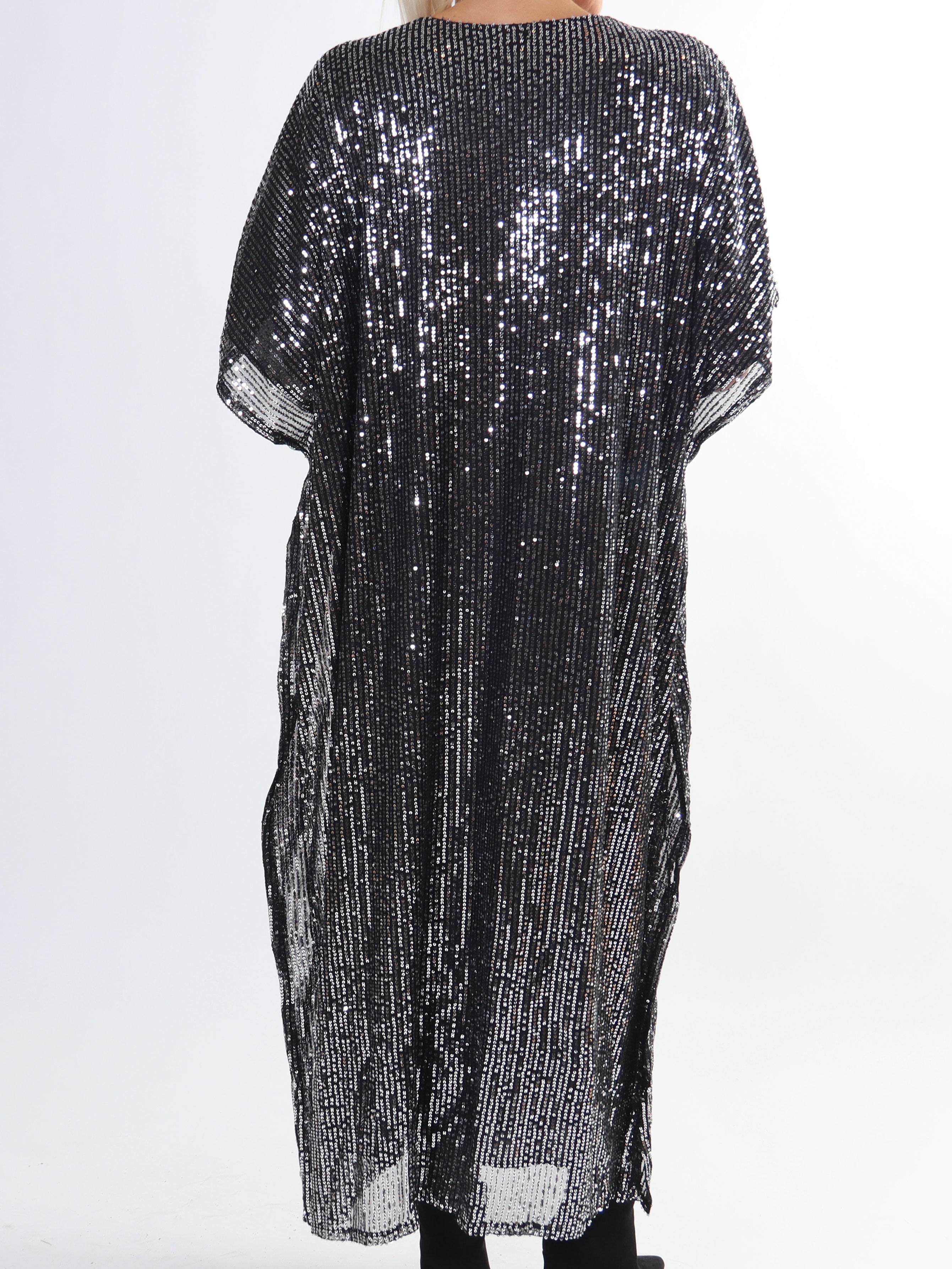 Azmina Long - Lang plus size tunika med pailletter