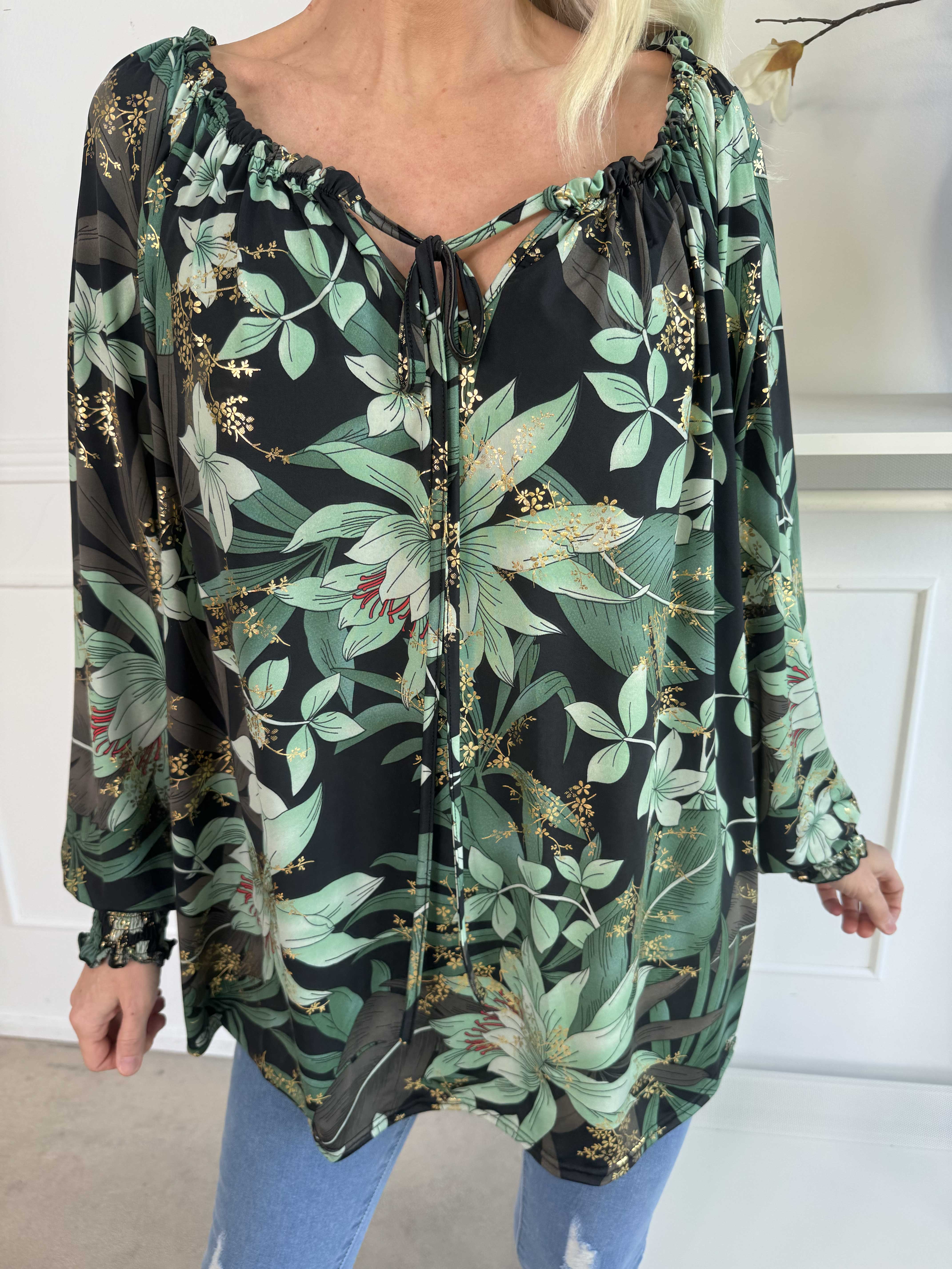 Aziras - Tunika i elastisk stof med elastik i udskæringen