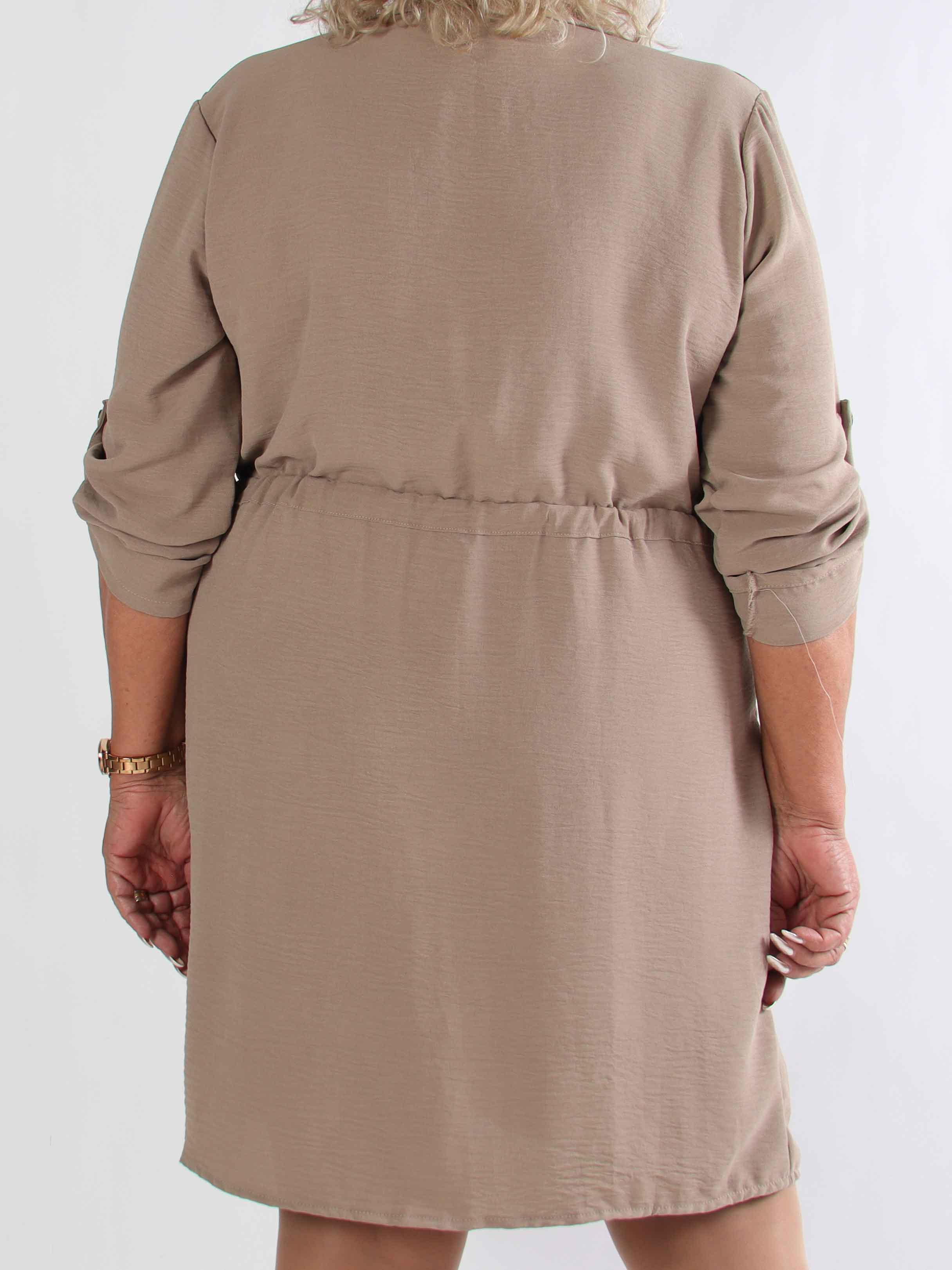 Baretta - Sød plus size skjortekjole med bindebånd i taljen