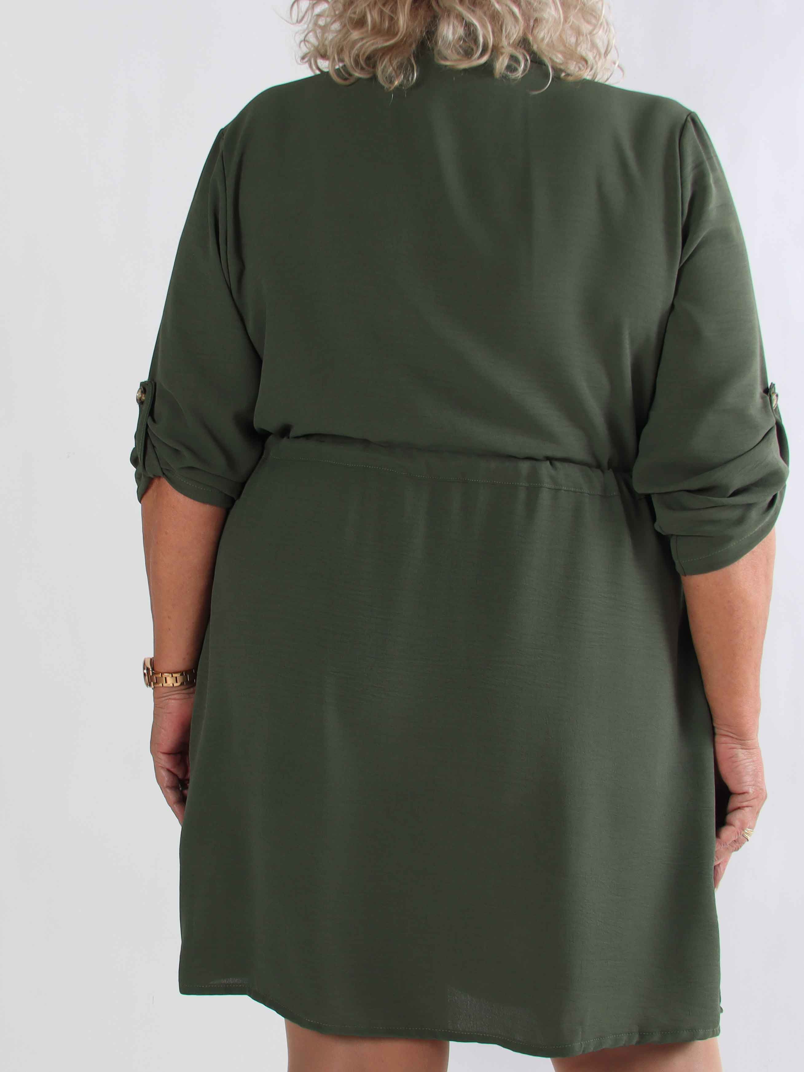 Baretta - Sød plus size skjortekjole med bindebånd i taljen