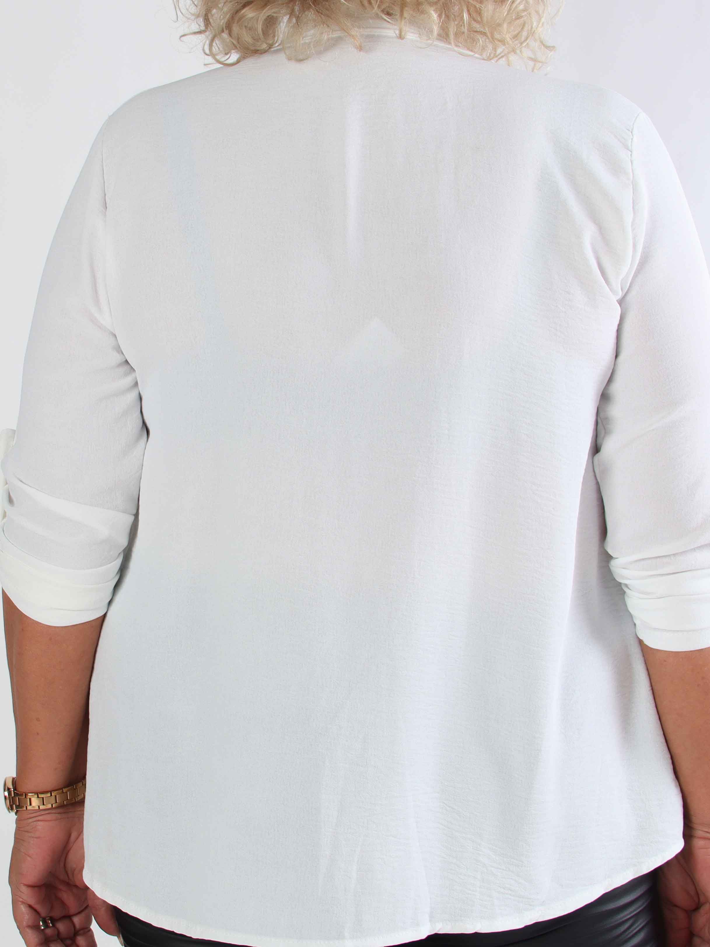 Bekka - Plus size skjorte i viskose med guld knapper og broche