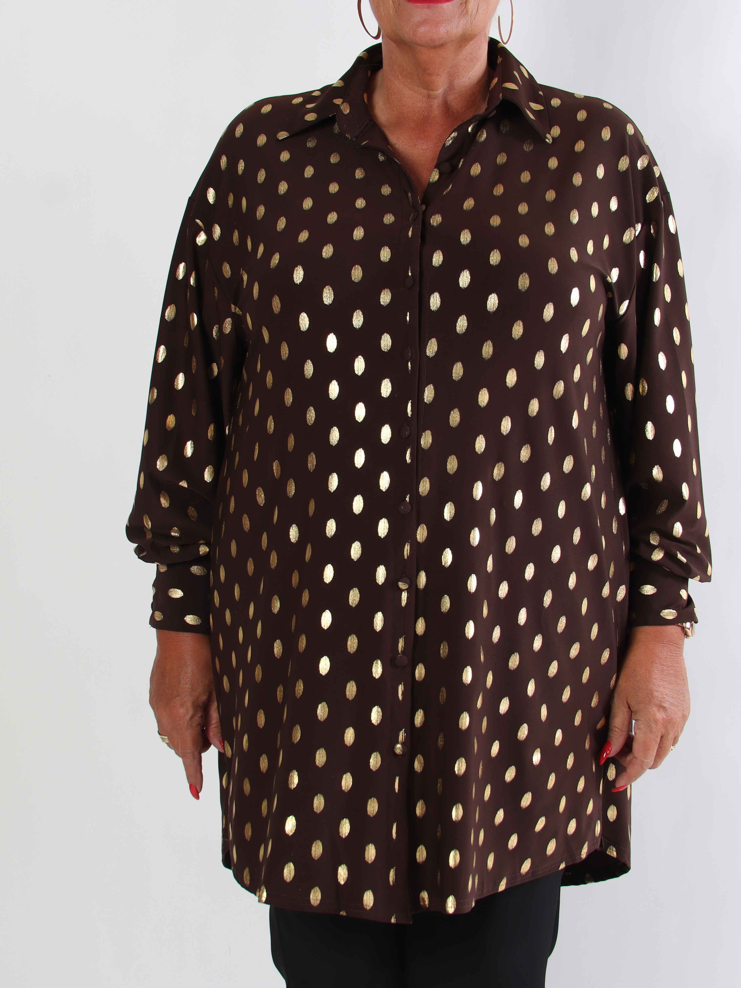 Belinda - Skjortekjole detaljeret med guld dutter