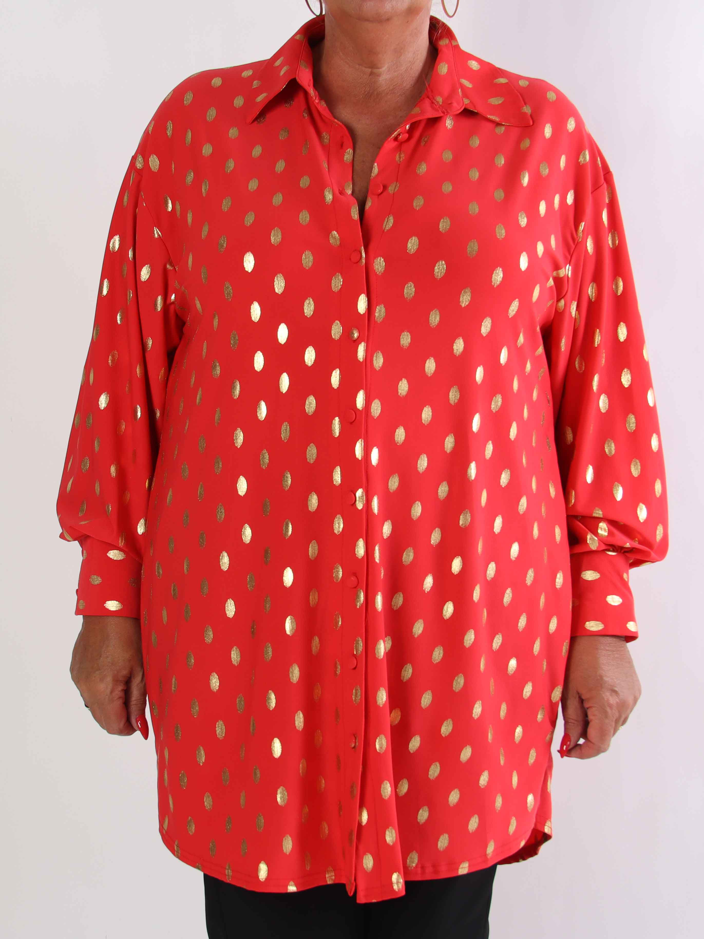 Belinda - Skjortekjole detaljeret med guld dutter