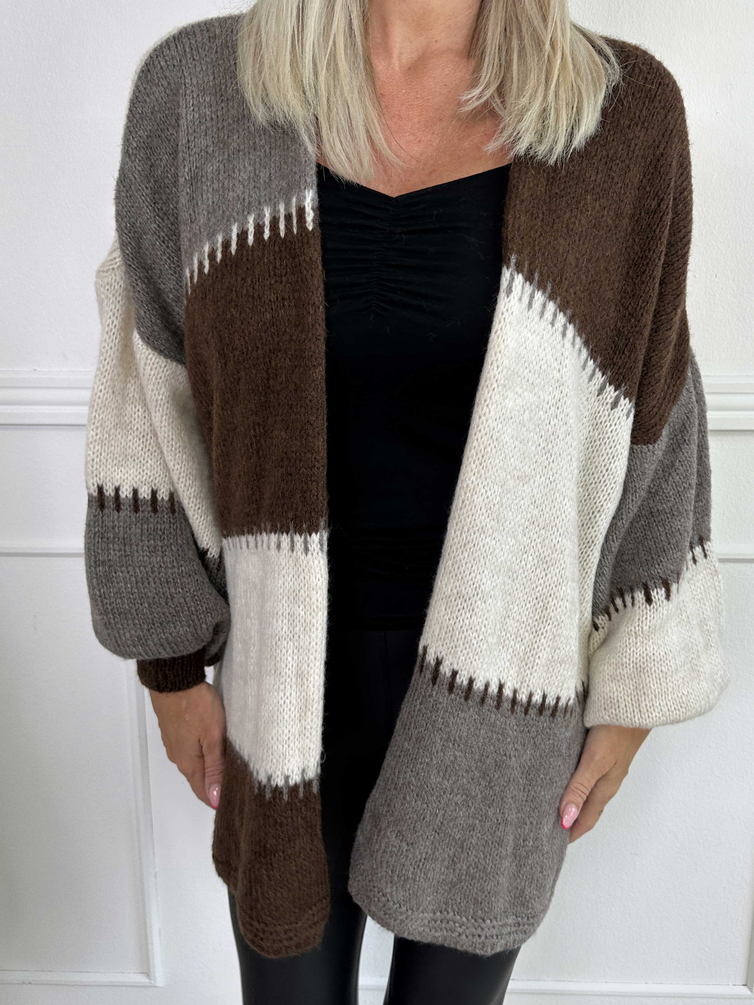 Belis - Flerfarvet ternet strikcardigan