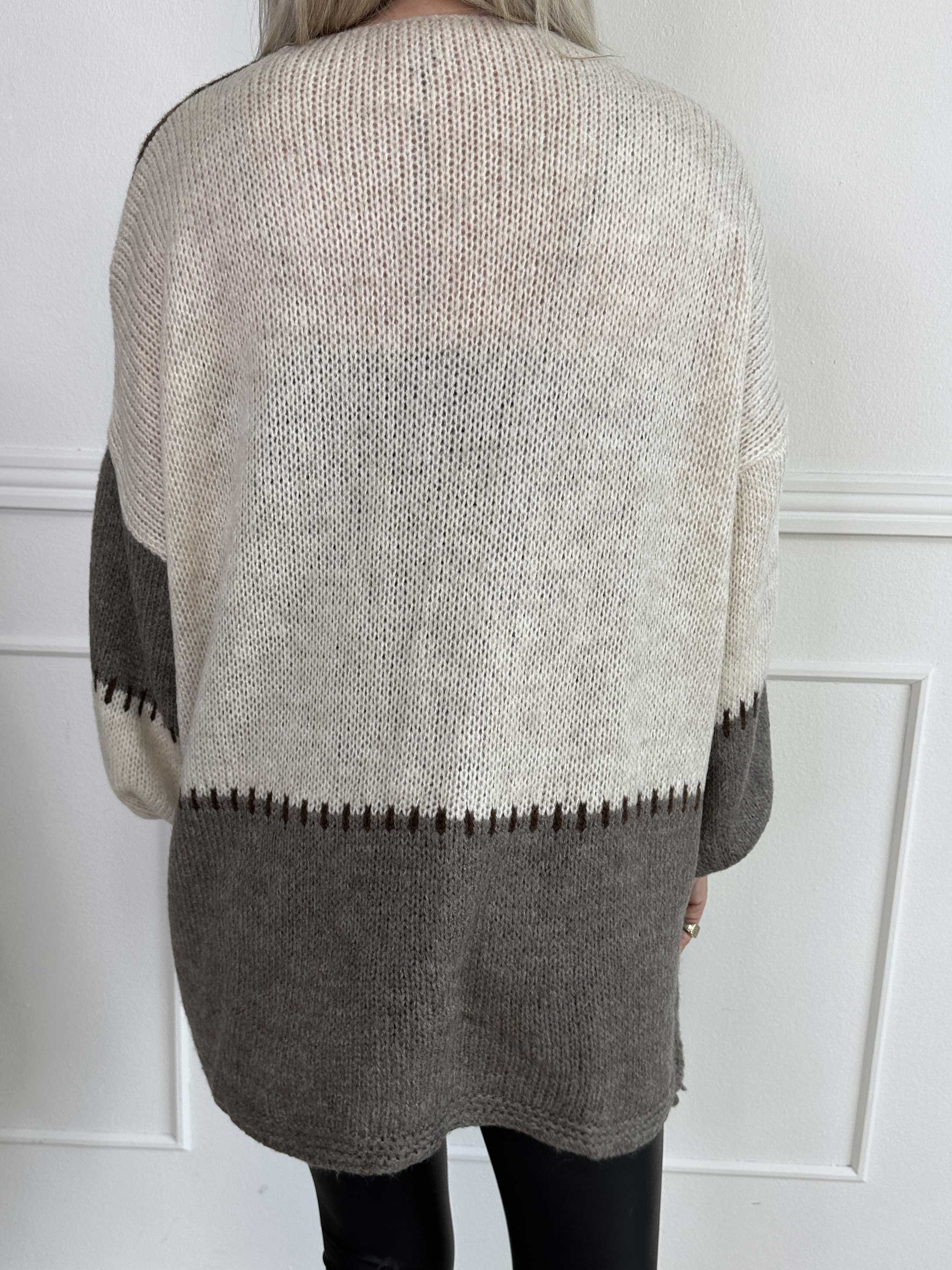 Belis - Flerfarvet ternet strikcardigan