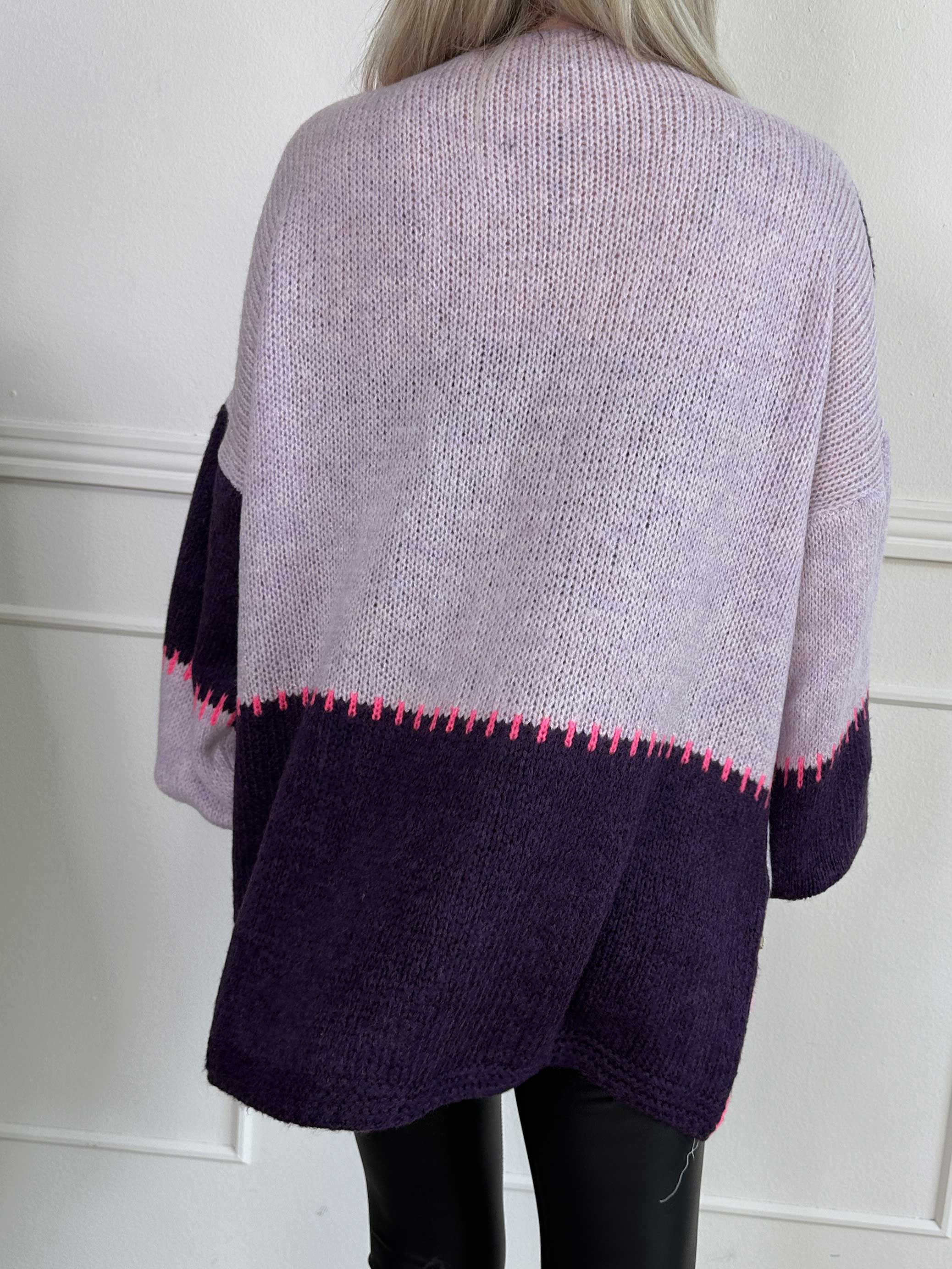 Belis - Flerfarvet ternet strikcardigan