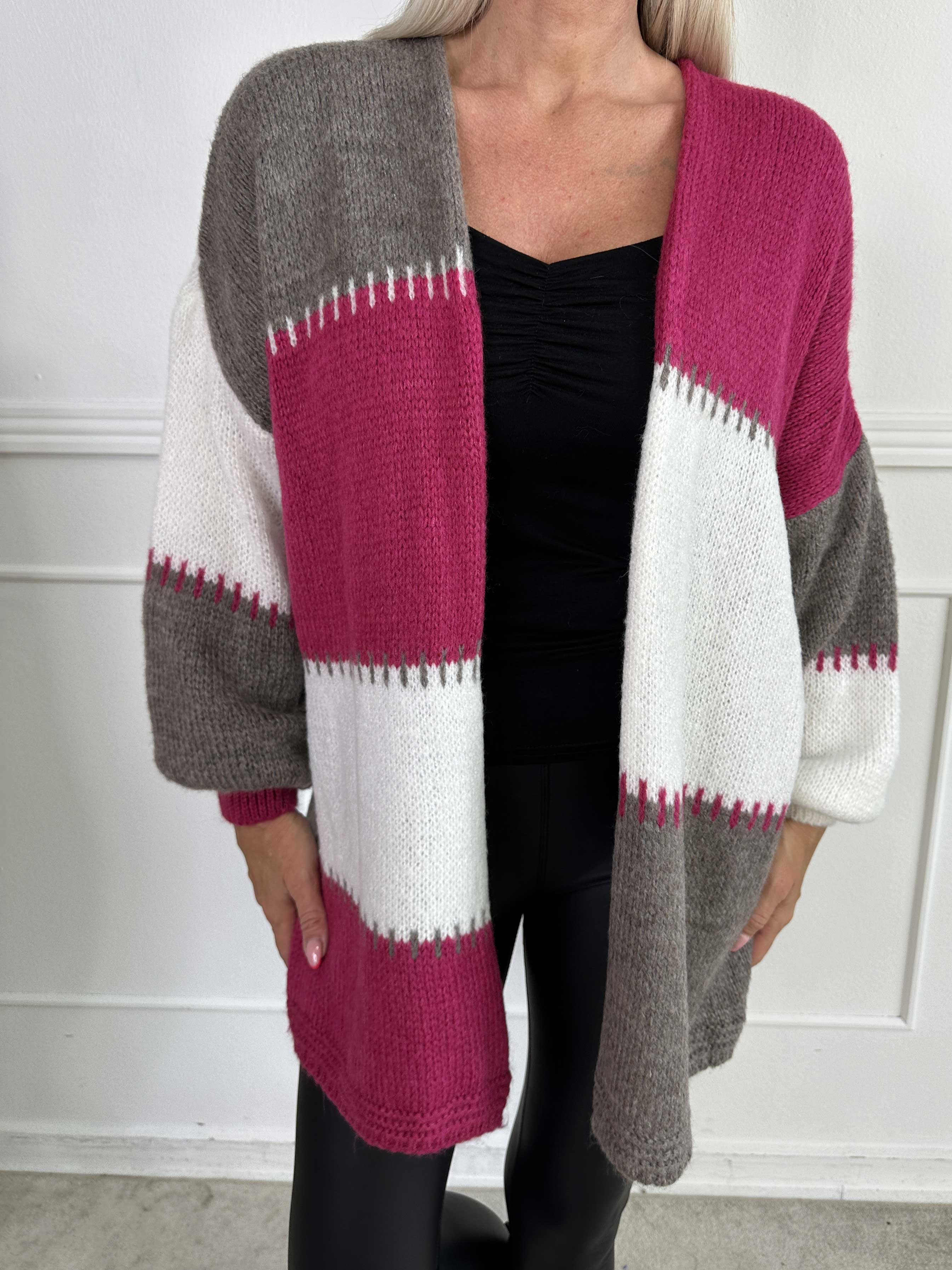 Belis - Flerfarvet ternet strikcardigan