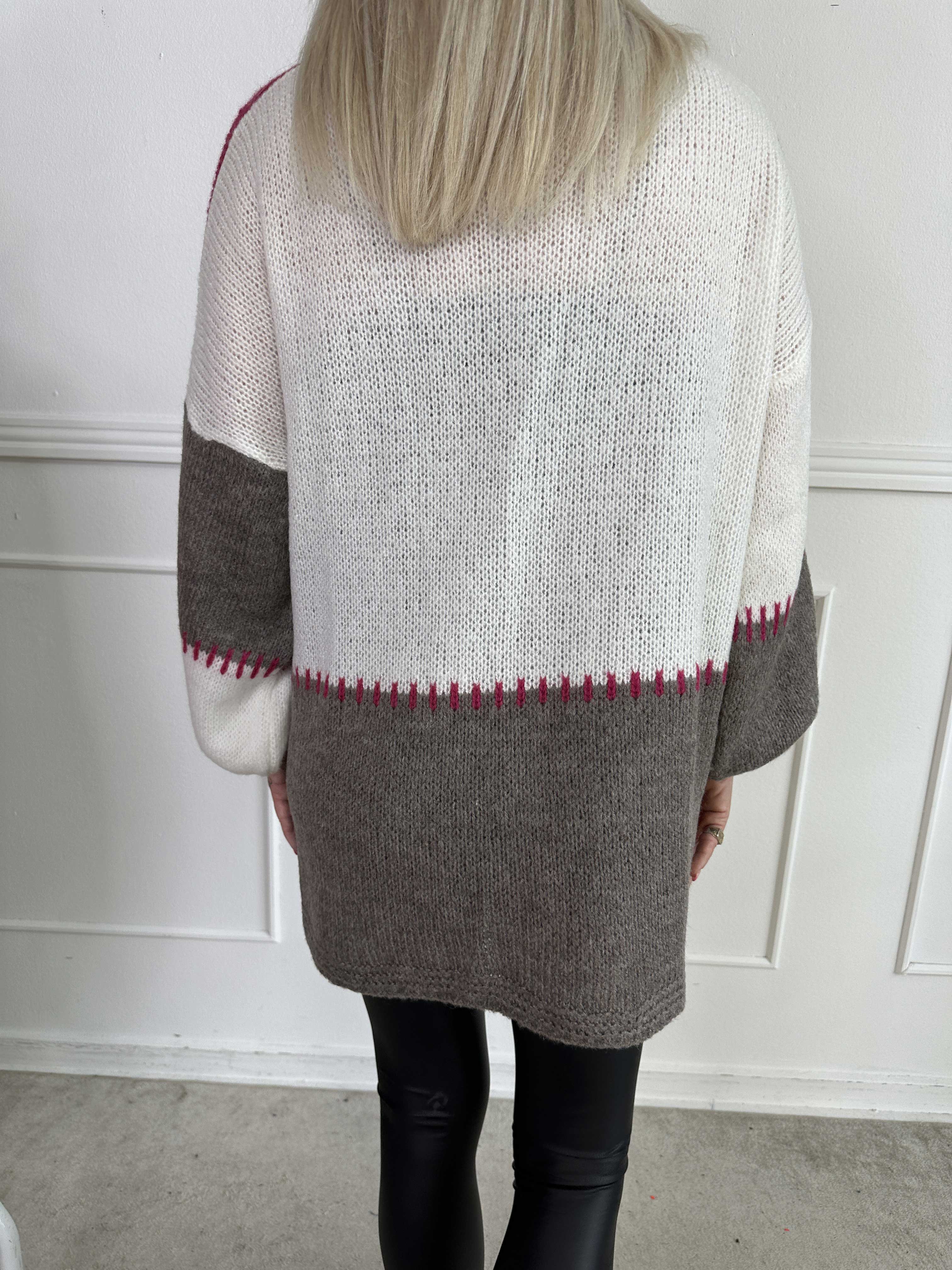 Belis - Flerfarvet ternet strikcardigan